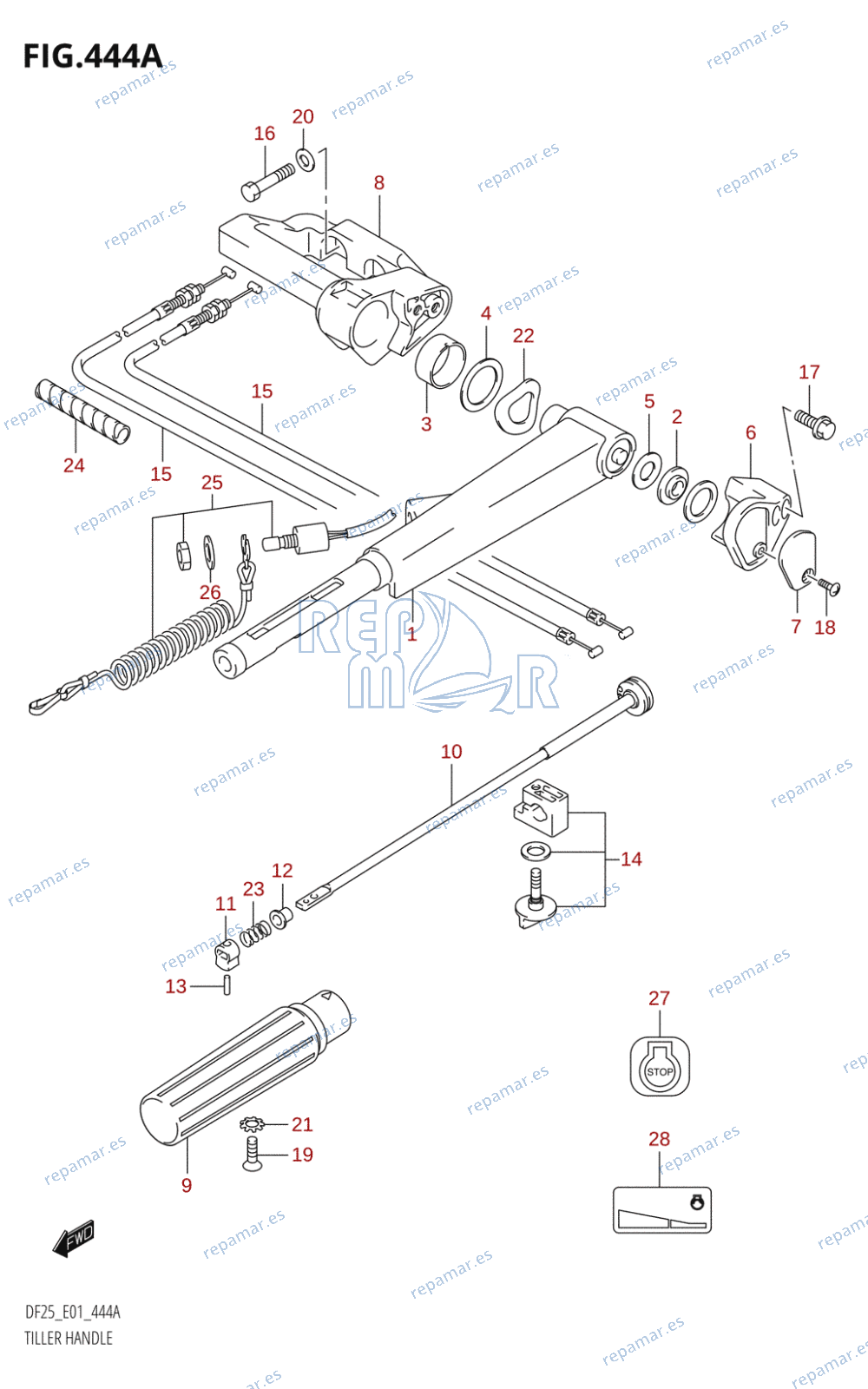 444A - TILLER HANDLE