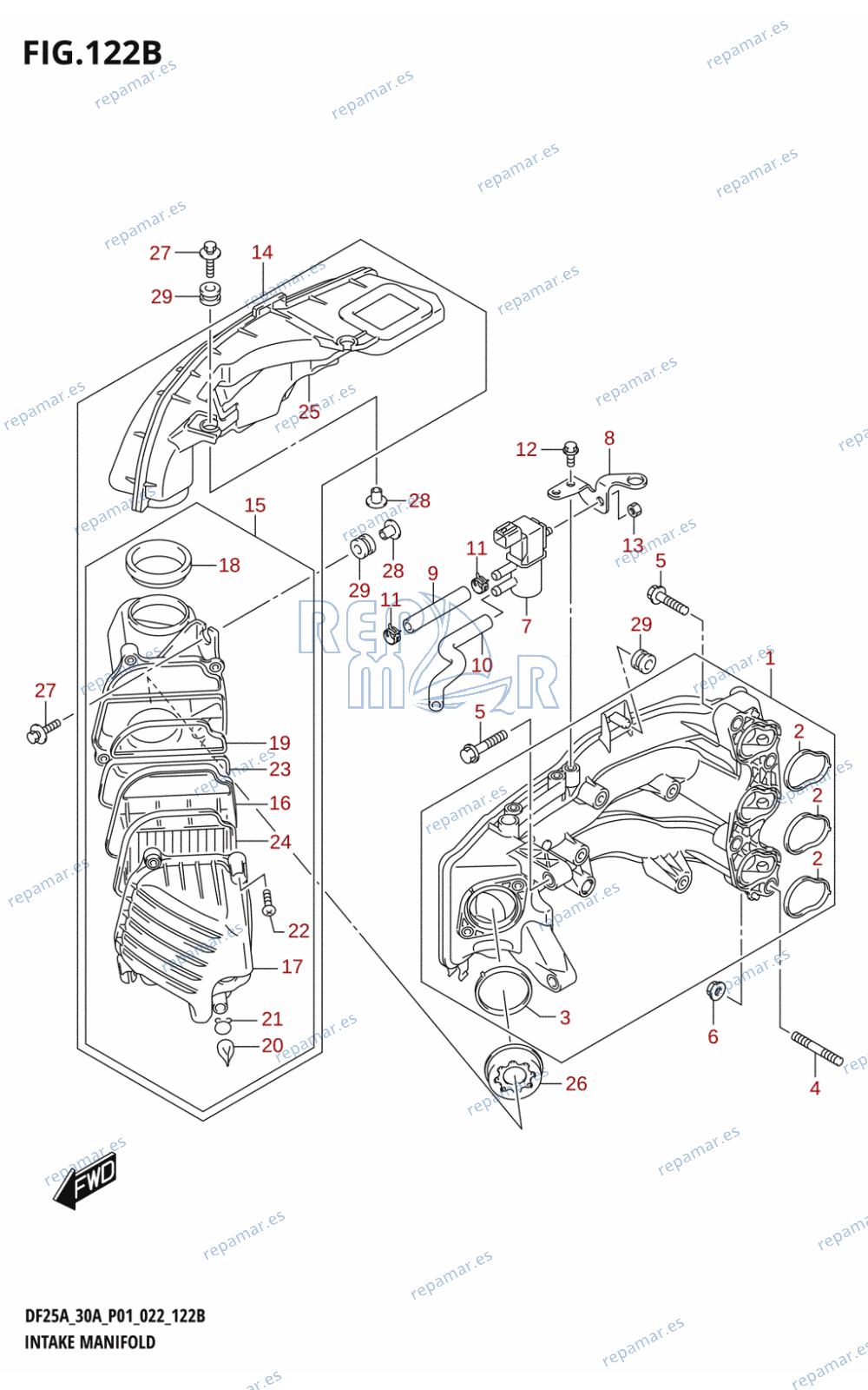 122B - INTAKE MANIFOLD (021:(DF25A,DF25AR,DF25AT,DF25ATH),022:(DF25A,DF25AT,DF25ATH))