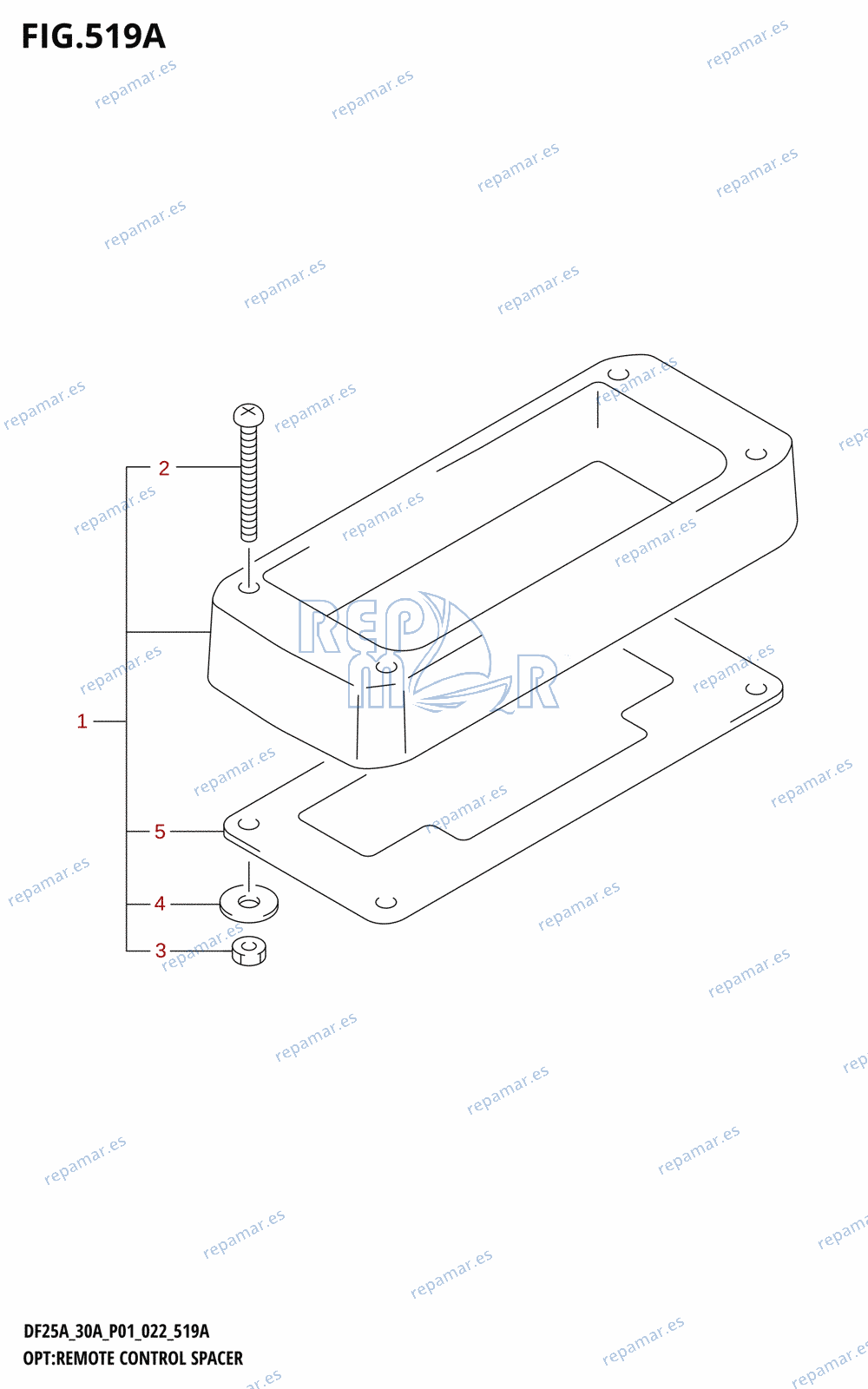 519A - OPT:REMOTE CONTROL SPACER (DF25A,DF25AR,DF25AT:022,DF25ATH,DF30A,DF30AR,DF30AT:022,DF30ATH,DF30AQ)