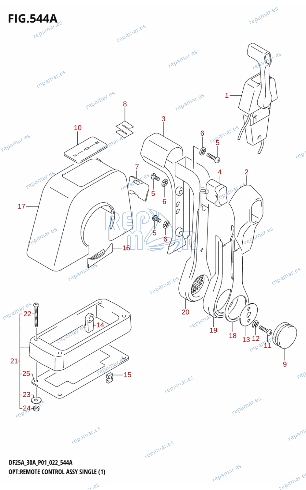 544A - OPT:REMOTE CONTROL ASSY SINGLE (1) (DF25AR,DF25AT,DF30AR,DF30AT,(DF25ATH,DF30ATH):022)