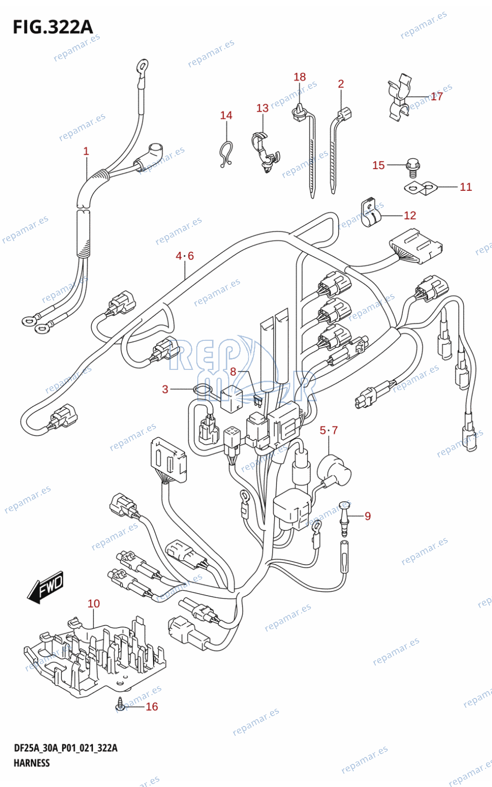 322A - HARNESS (DF25A,DF30A,DF30AQ)