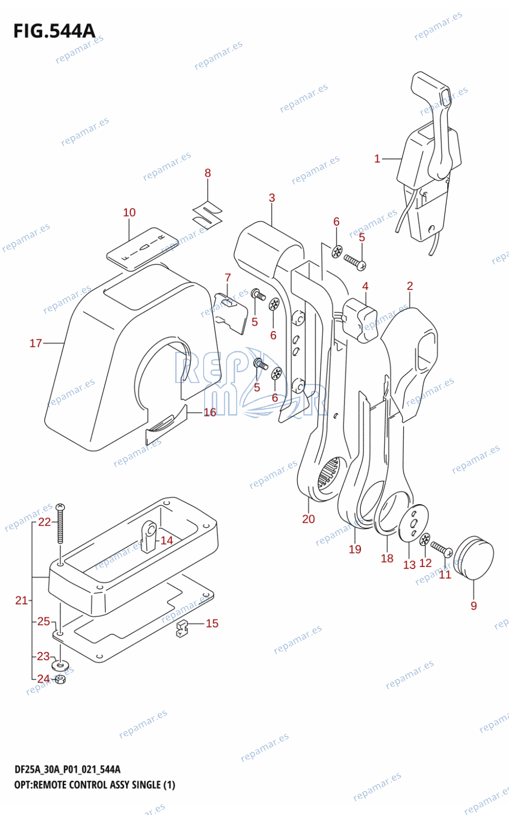 544A - OPT:REMOTE CONTROL ASSY SINGLE (1) (DF25AR,DF25AT,DF30AR,DF30AT)