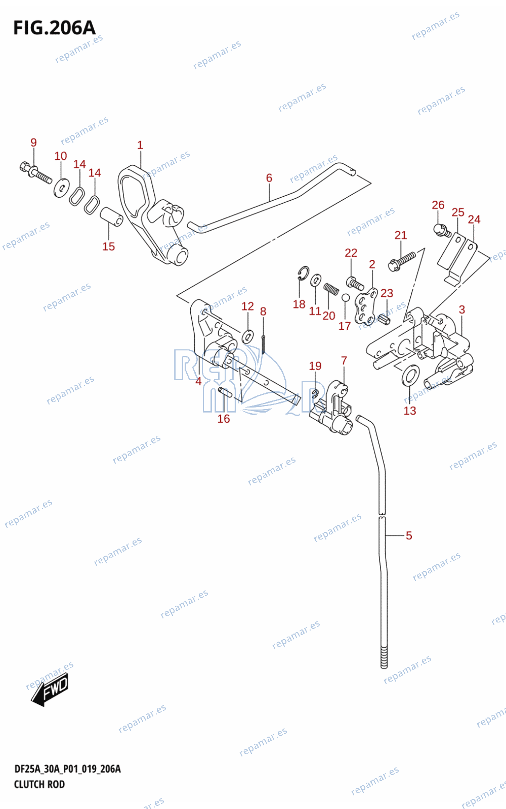 206A - CLUTCH ROD (DF25A,DF25ATH,DF30A,DF30ATH)