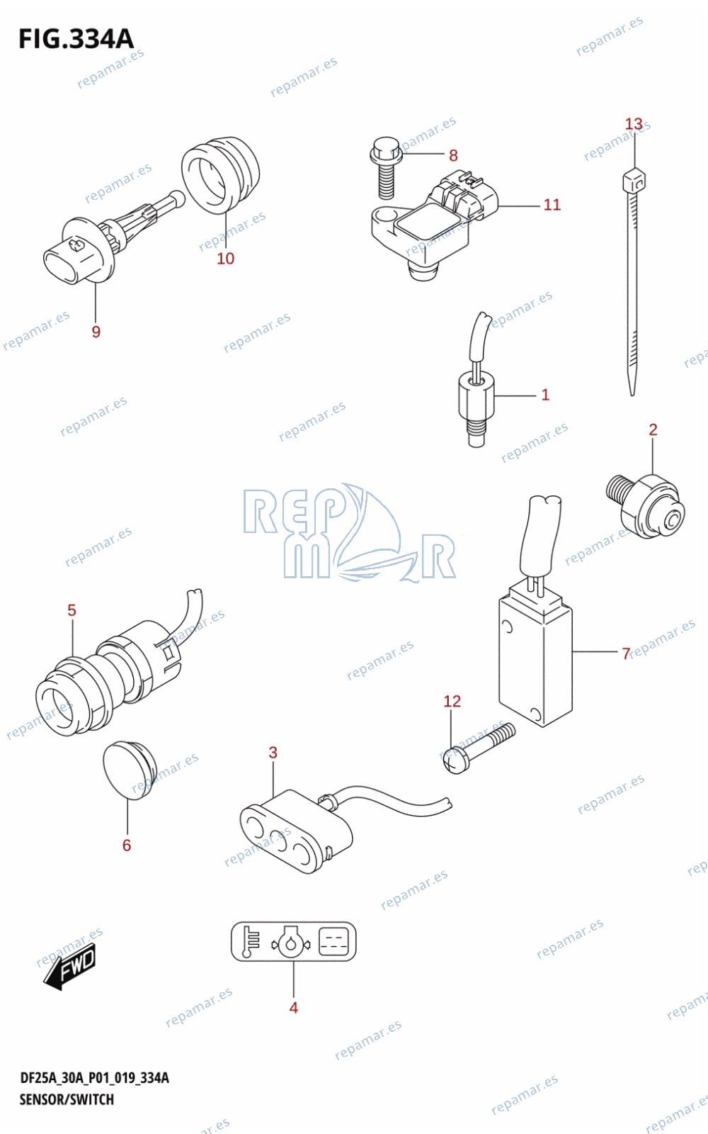 334A - SENSOR / SWITCH (DF25A,DF30AQ)
