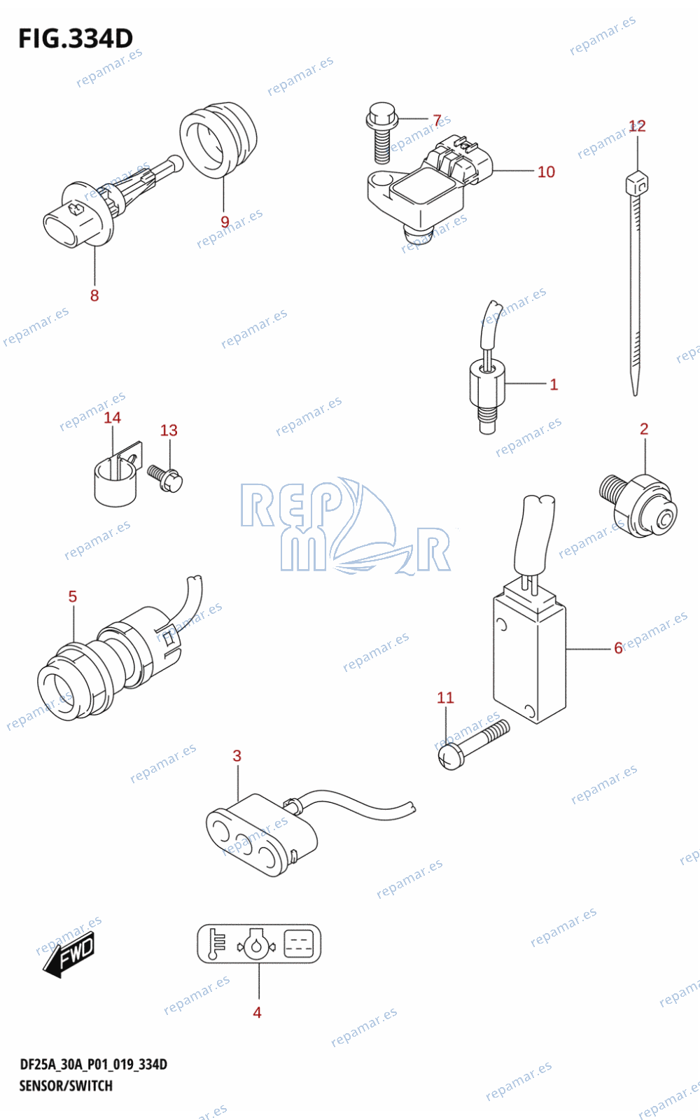 334D - SENSOR /​ SWITCH (DF25ATH,DF30ATH)