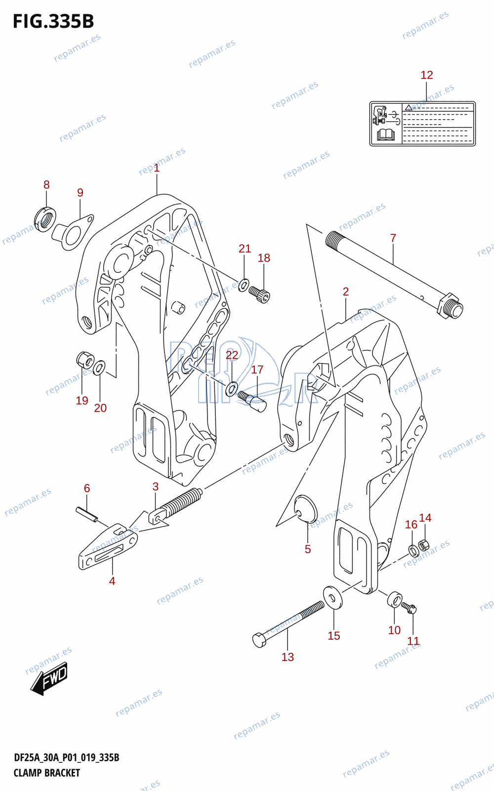 335B - CLAMP BRACKET (DF25AT,DF25ATH,DF30AT,DF30ATH)