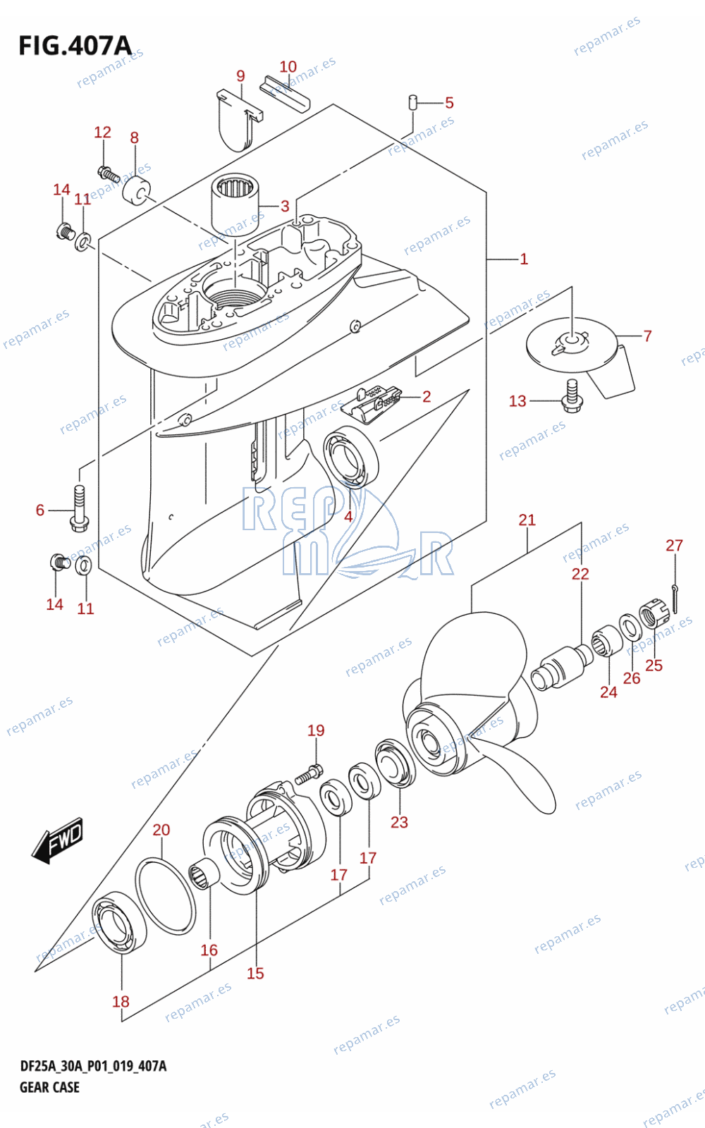 407A - GEAR CASE (DF25A,DF25AR,DF30AR)