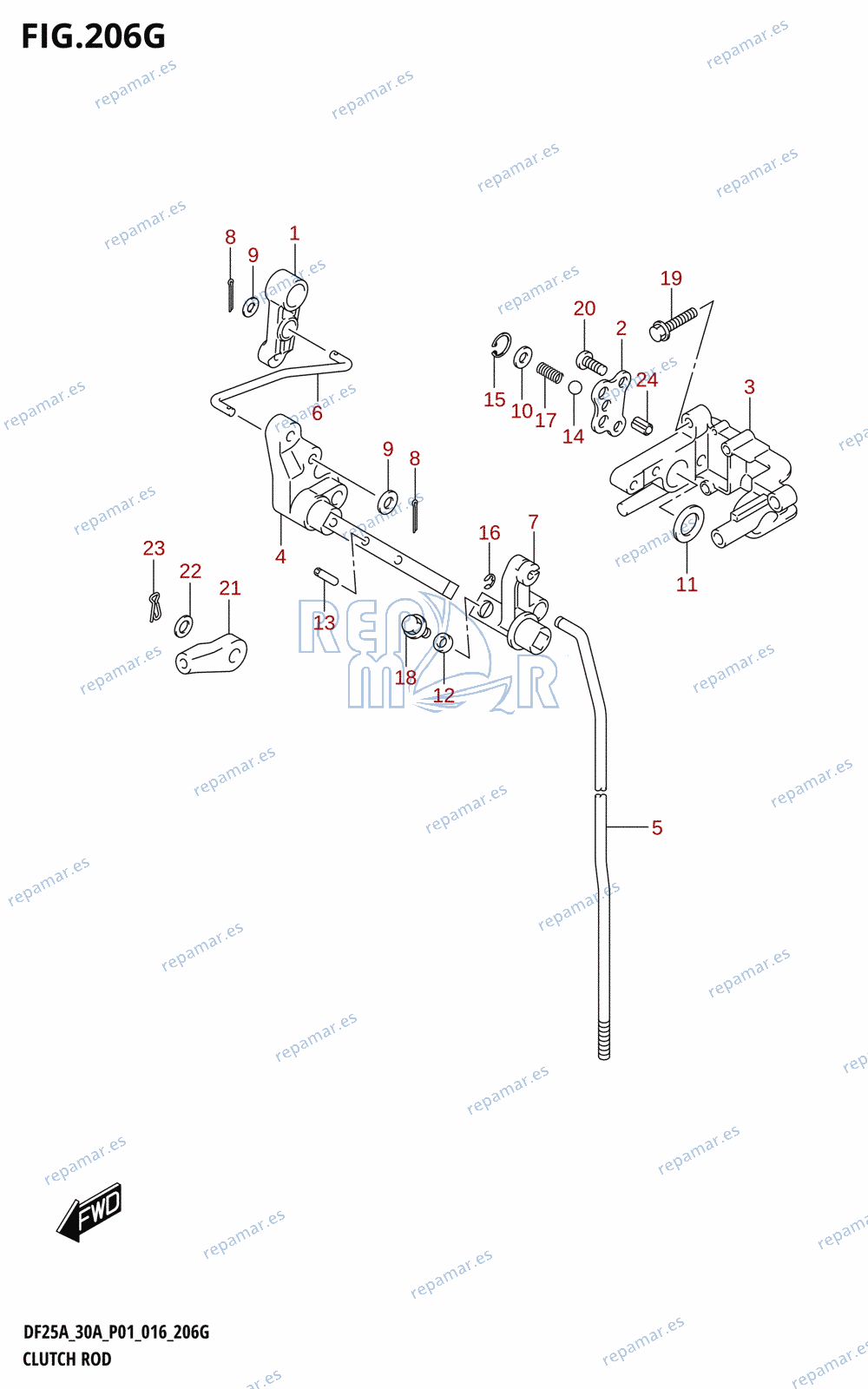 206G - CLUTCH ROD (DF30AT:P01)