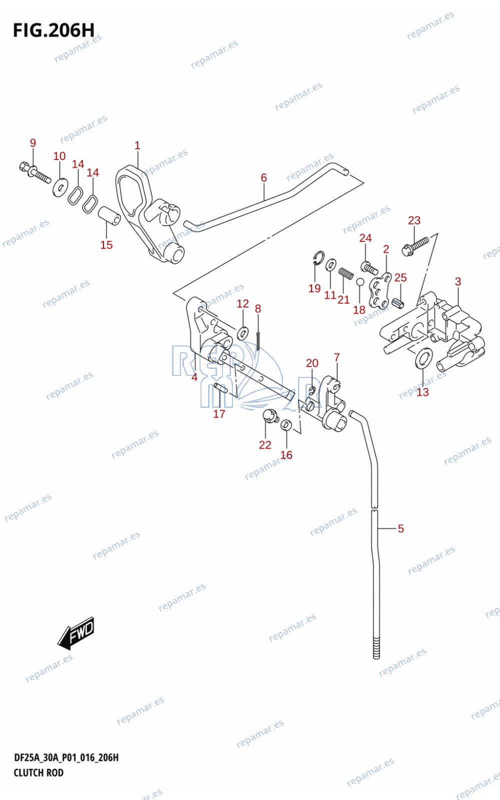 206H - CLUTCH ROD (DF30ATH:P01)