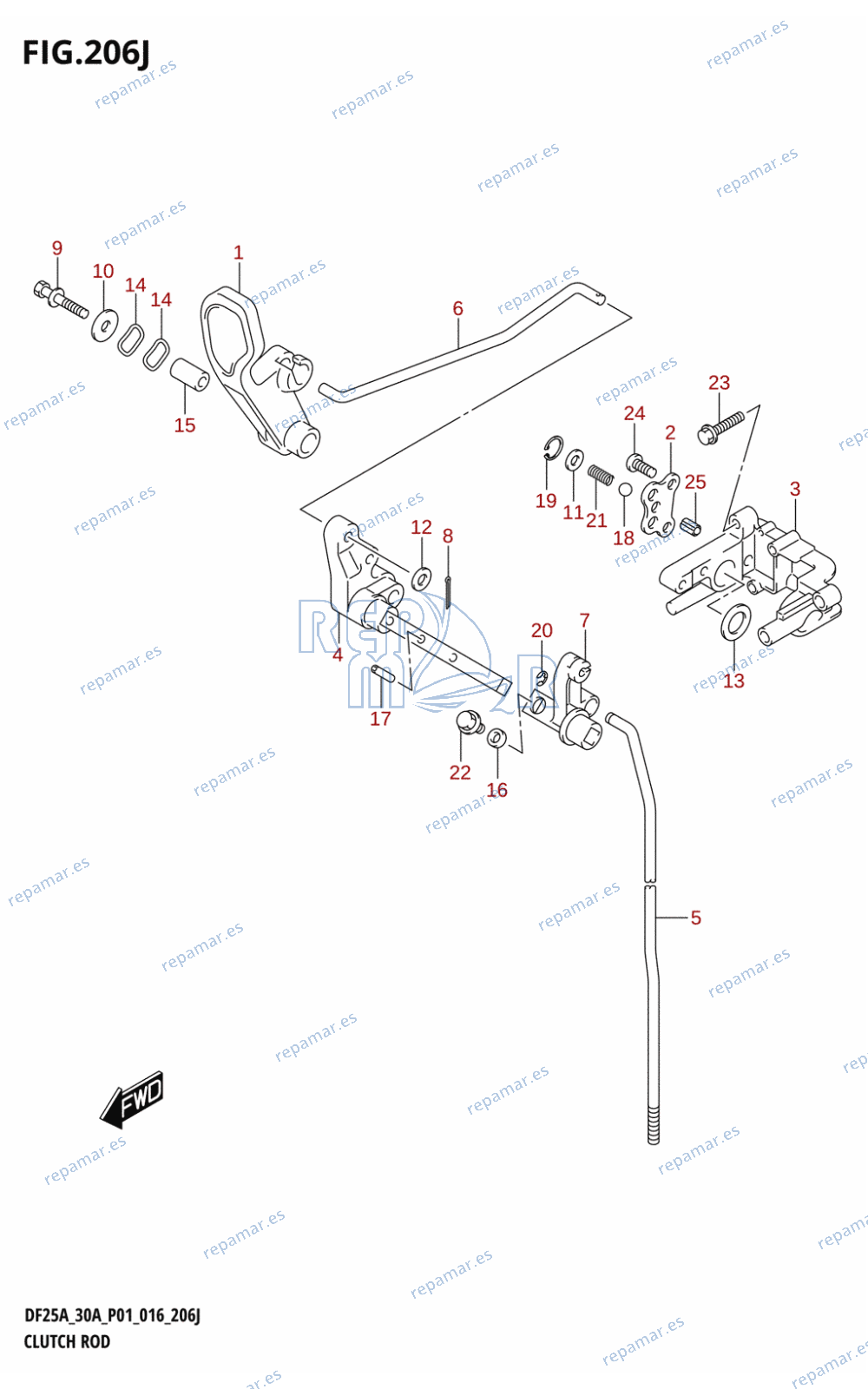 206J - CLUTCH ROD (DF30AQ:P01)