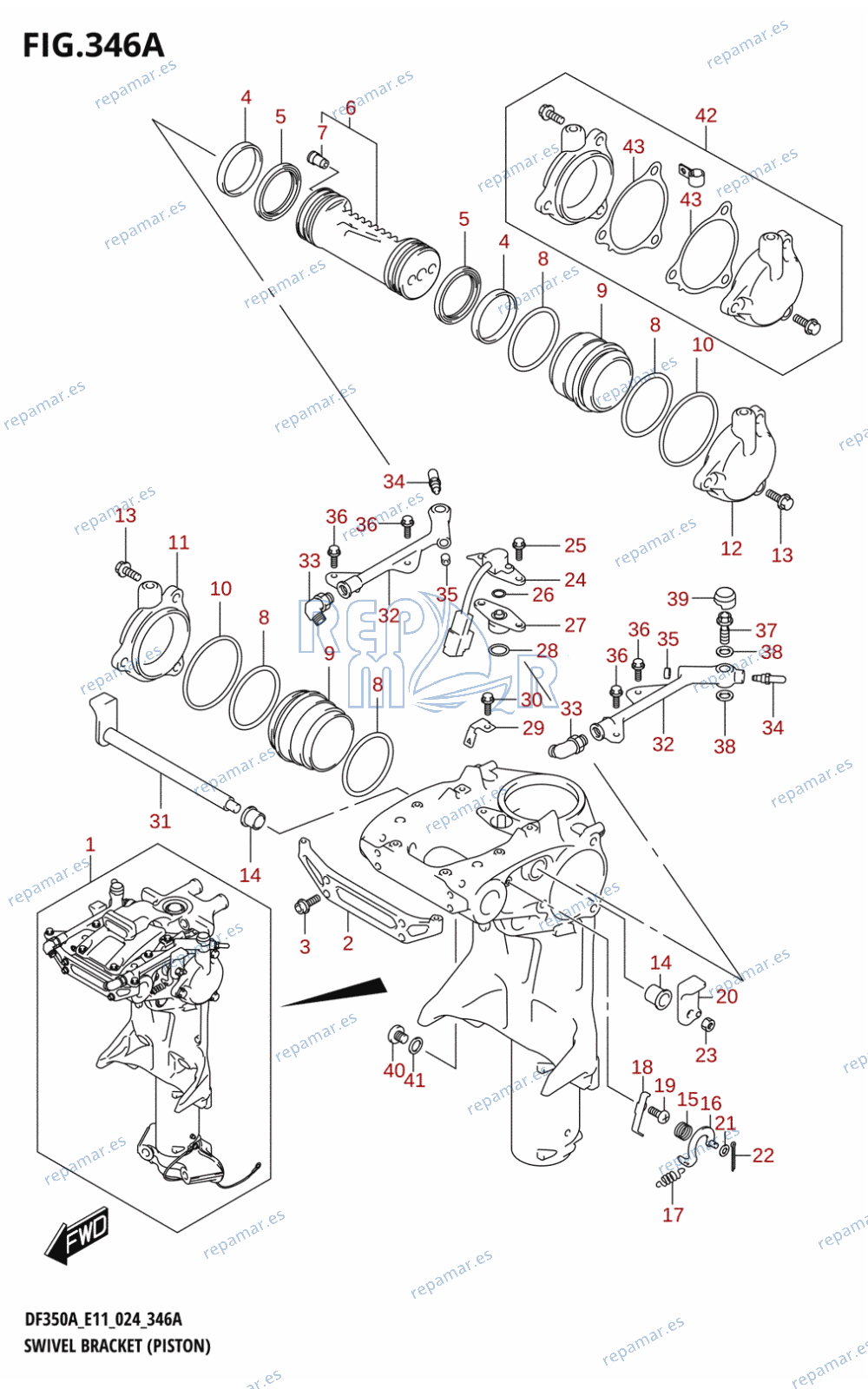 346A - SWIVEL BRACKET (PISTON) (DF350AMD,DF300BMD)