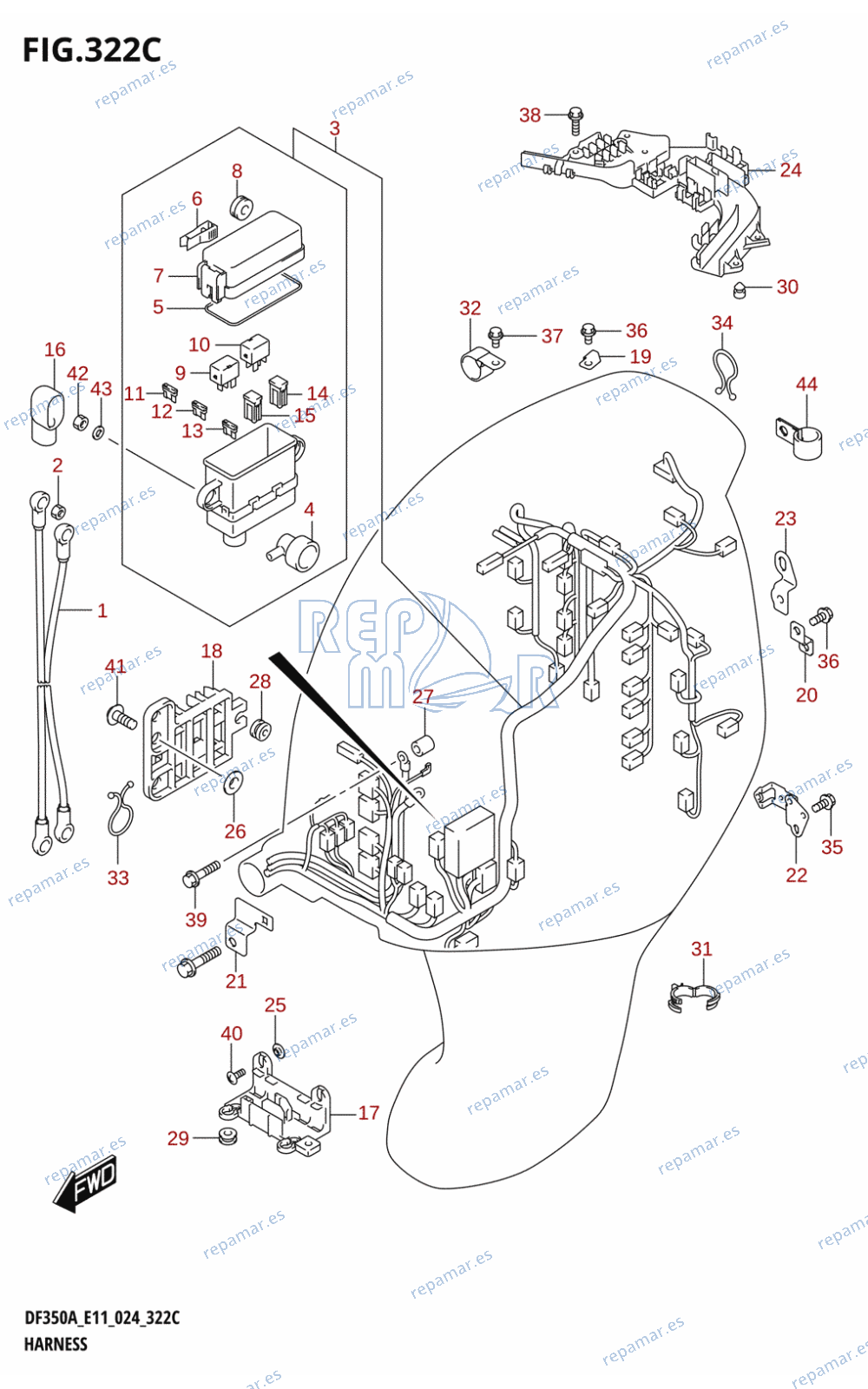 322C - HARNESS (DF350A,DF325A,DF300B)