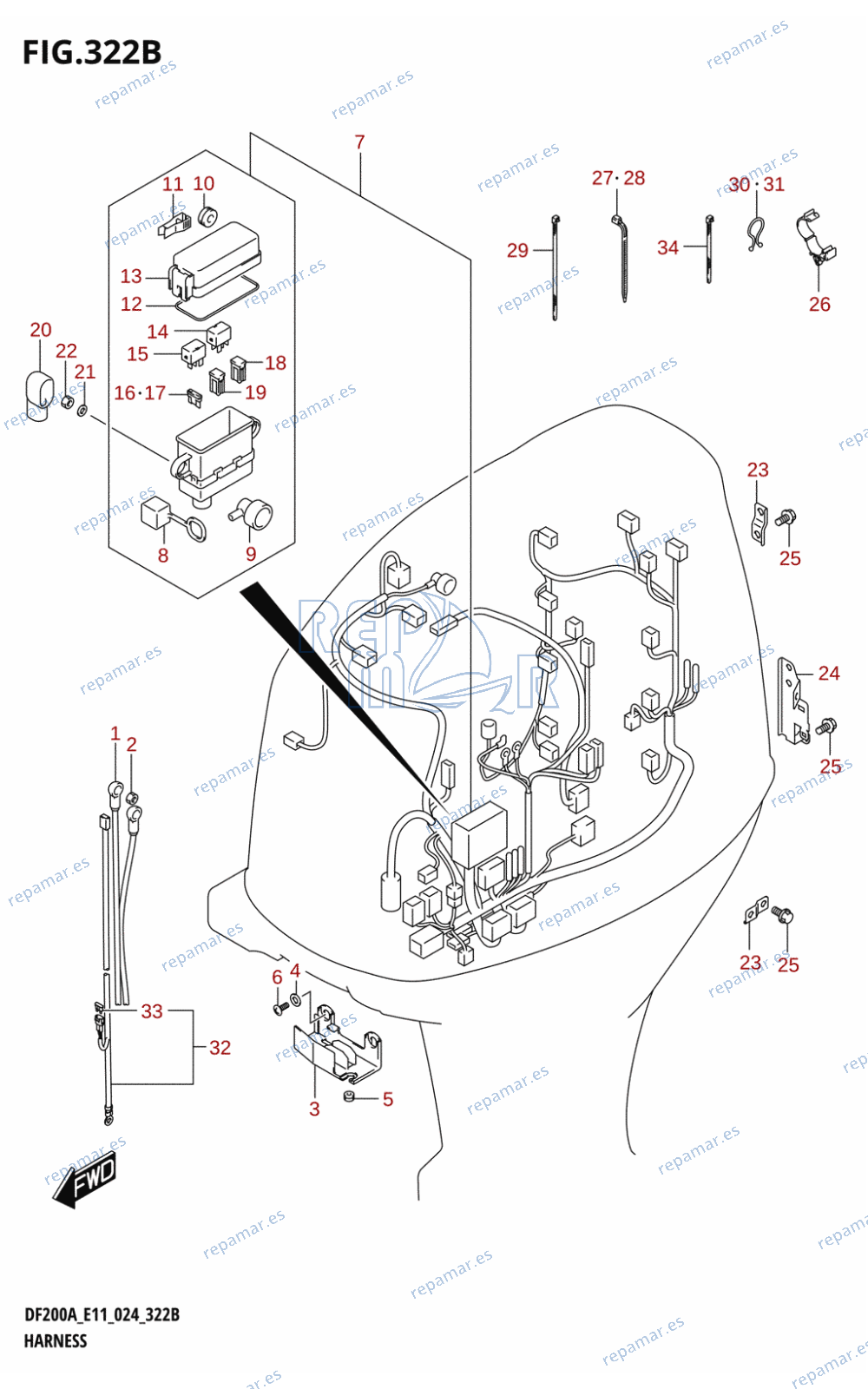 322B - HARNESS (DF200AT,DF200AZ,DF175AT,DF175AZ)