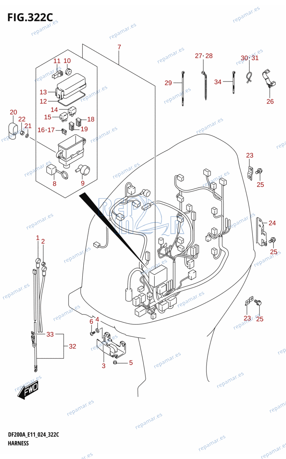 322C - HARNESS (DF150AT,DF150AS,DF150AZ)