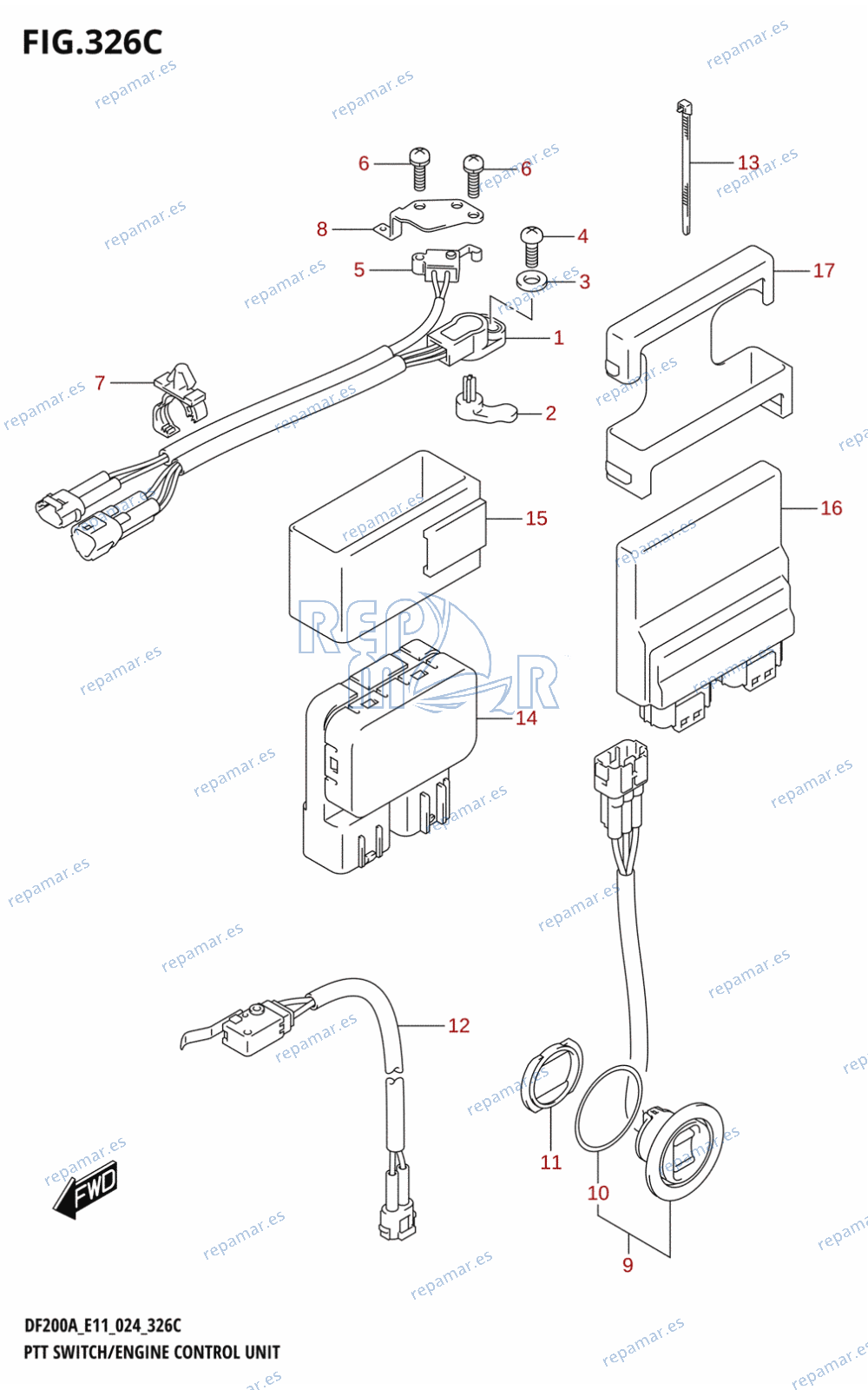 326C - PTT SWITCH /​ ENGINE CONTROL UNIT (DF150AT,DF150AS,DF150AZ)