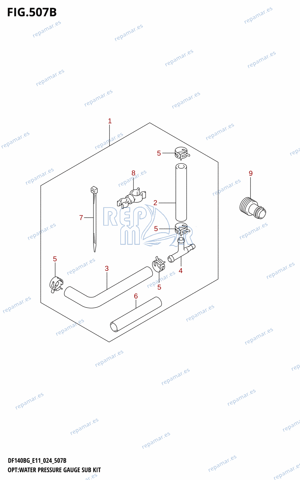 507B - OPT:WATER PRESSURE GAUGE SUB KIT (DF140BG,DF140BZG)