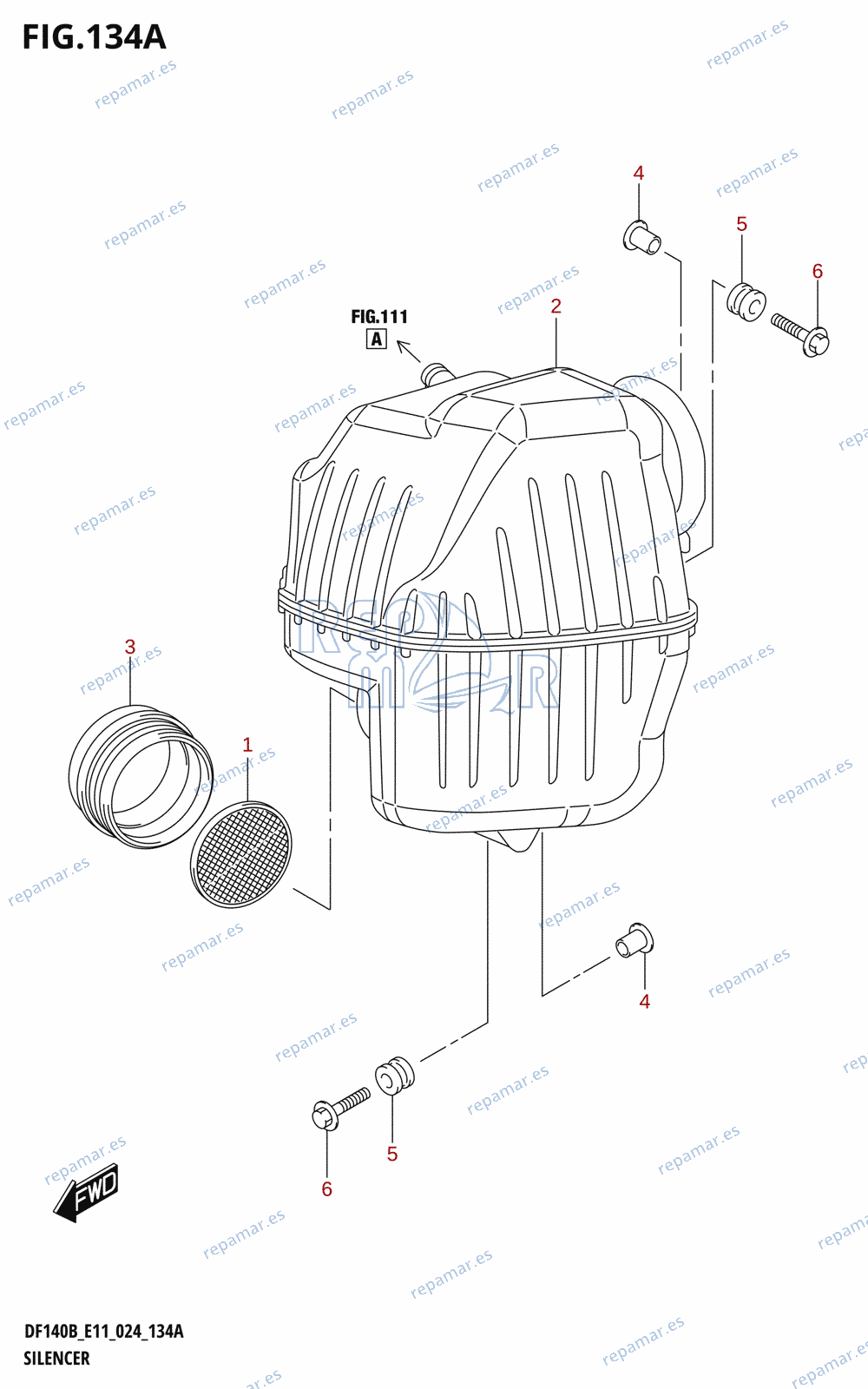 134A - SILENCER (DF140BT,DF140BZ,DF115BT,DF115BSS,DF115BZ)