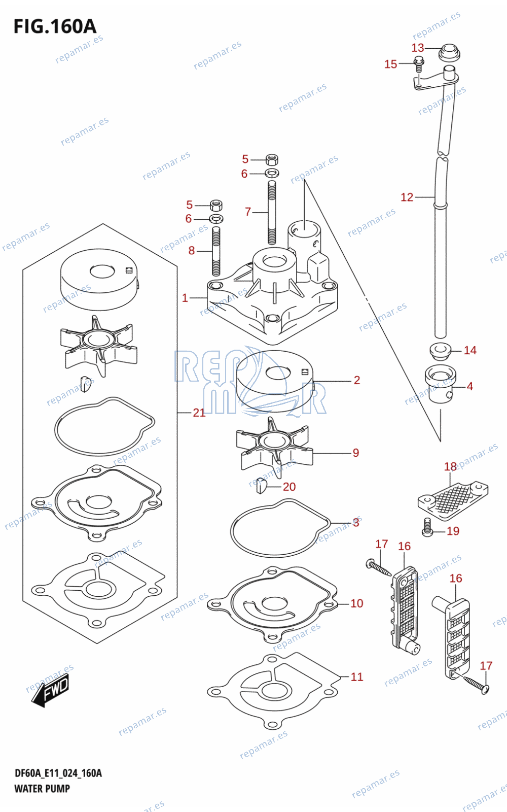 160A - WATER PUMP ((DF40A,DF40AQH,DF40ATH,DF40AST,DF50A,DF50ATH,DF60A,DF60ATH):(E01,E11,E34))