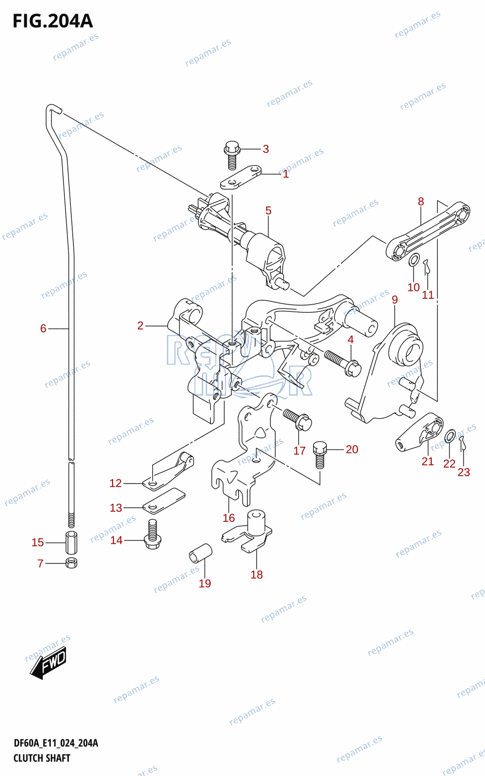 204A - CLUTCH SHAFT (DF40A,DF40AQH,DF40ATH,DF40AST,DF50A,DF50ATH,DF60A,DF60AQH,DF60ATH)