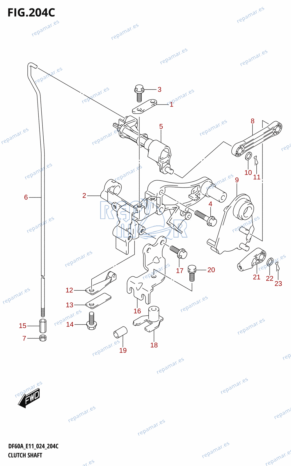 204C - CLUTCH SHAFT (DF40ASVT,DF50AVT,DF60AVT,DF60AVTH)