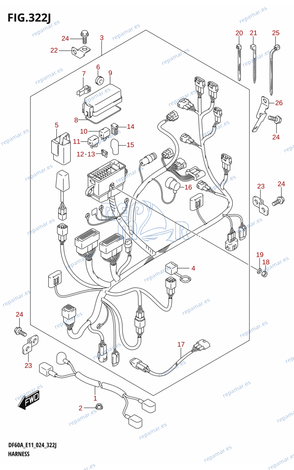 322J - HARNESS (DF40AST,DF60A,DF60ATH,DF60AVT,DF60AVTH,DF40ASVT)