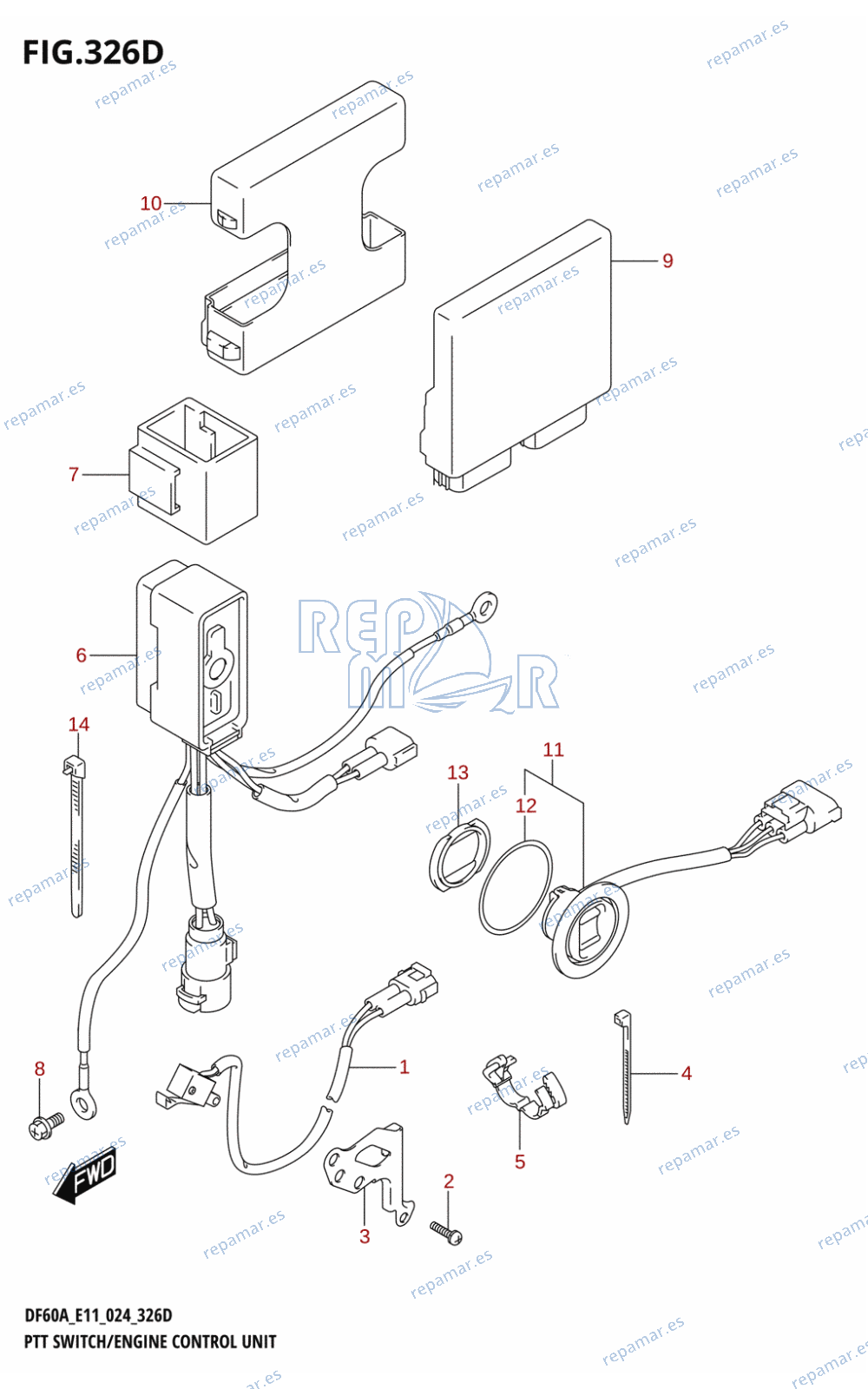 326D - PTT SWITCH /​ ENGINE CONTROL UNIT (DF40A,DF40ATH,DF50A,DF50ATH,DF60A,DF60ATH)