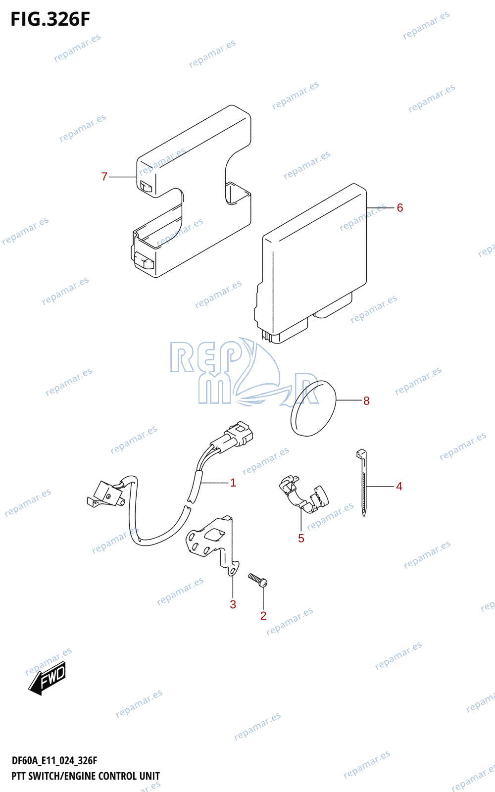 326F - PTT SWITCH /​ ENGINE CONTROL UNIT (DF40AQH)