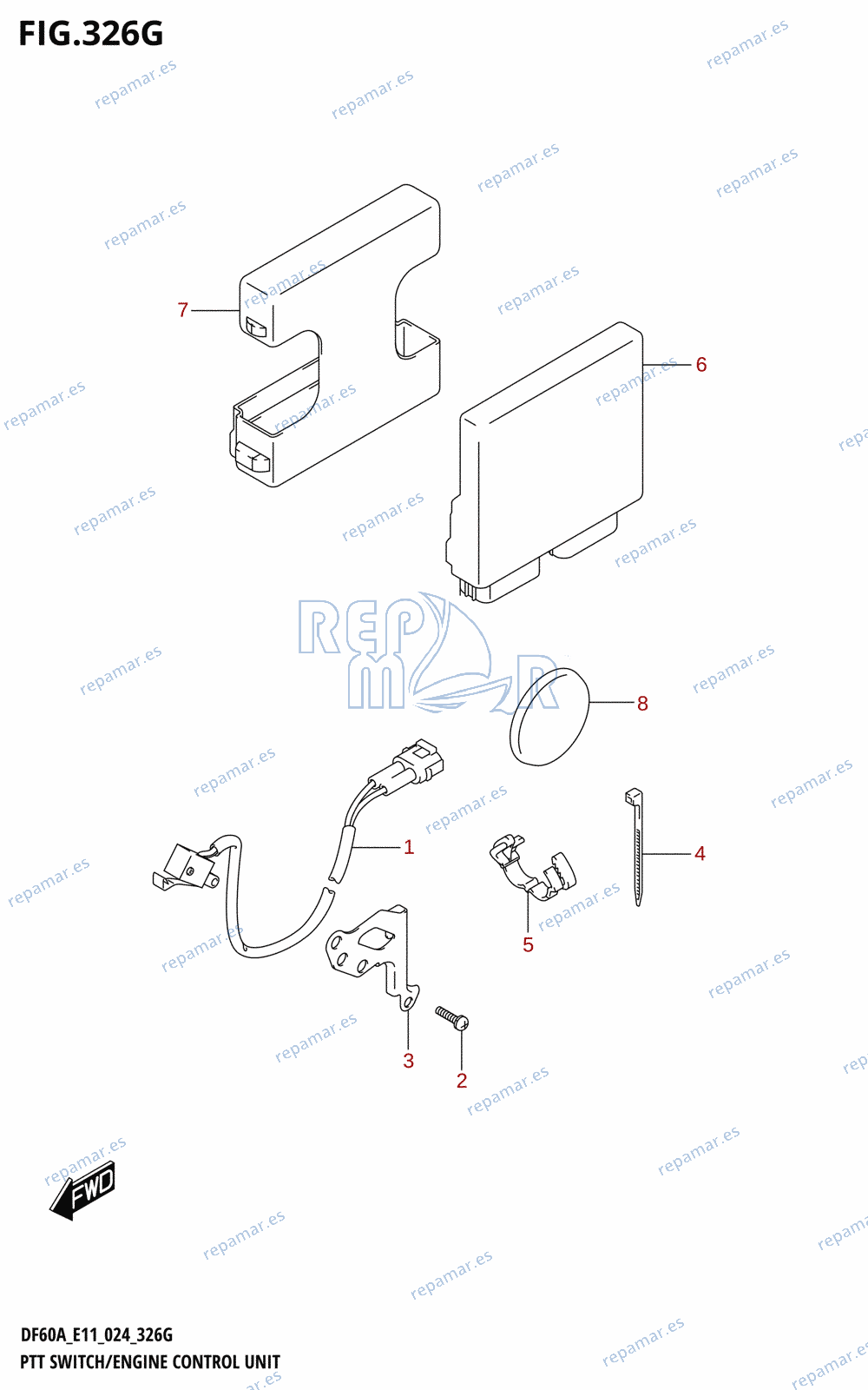 326G - PTT SWITCH /​ ENGINE CONTROL UNIT (DF60AQH)