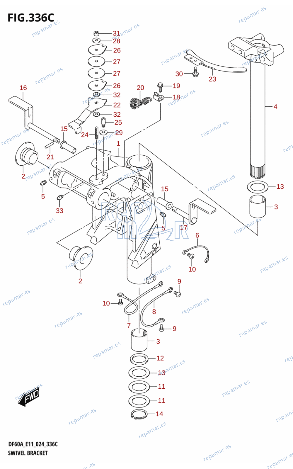 336C - SWIVEL BRACKET (DF40AQH,DF40ATH,DF50ATH,DF60AQH)