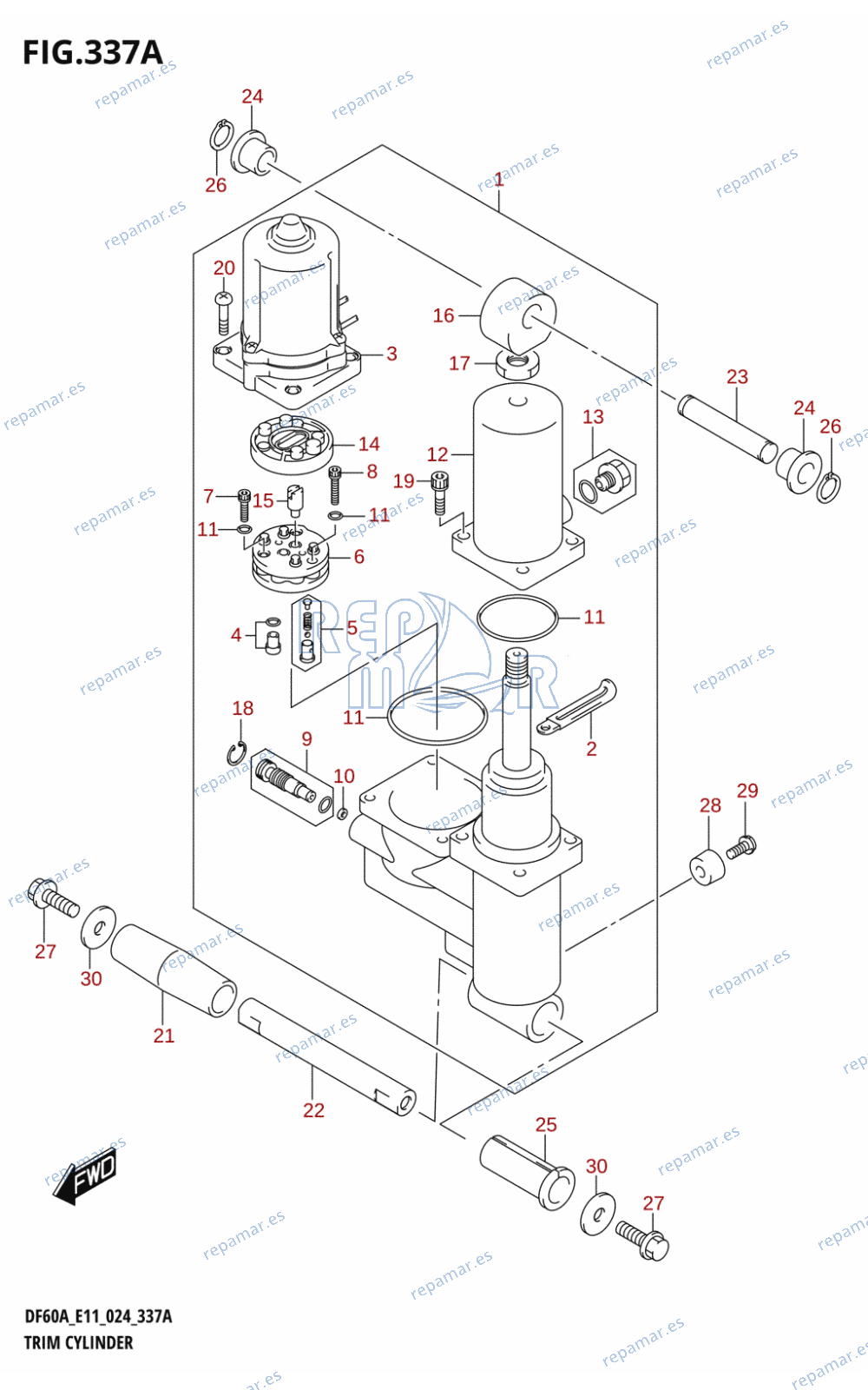 337A - TRIM CYLINDER (DF40A,DF40ATH,DF50A,DF50ATH)