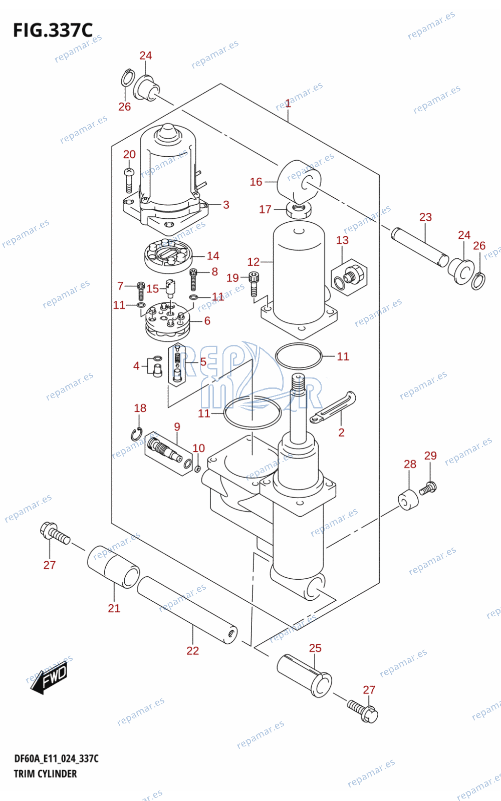 337C - TRIM CYLINDER (DF40AST,DF60A,DF60ATH)