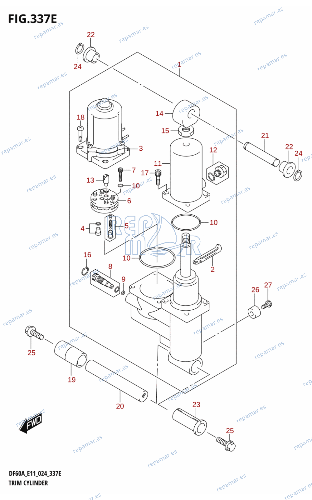 337E - TRIM CYLINDER (DF40ASVT,DF50AVT,DF60AVT,DF60AVTH)