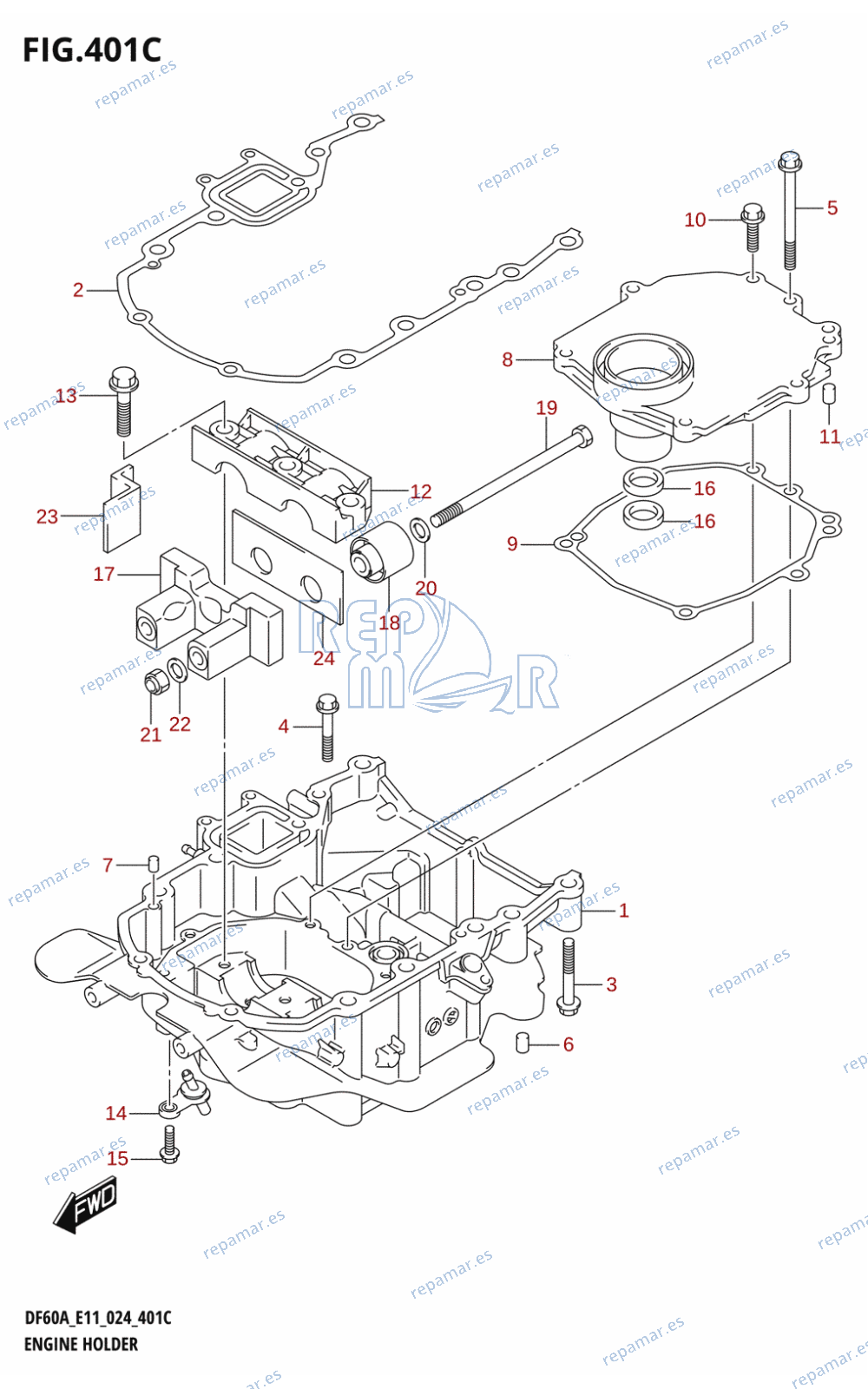 401C - ENGINE HOLDER (DF40AQH,DF40ATH,DF50ATH,DF60AQH,DF60ATH)