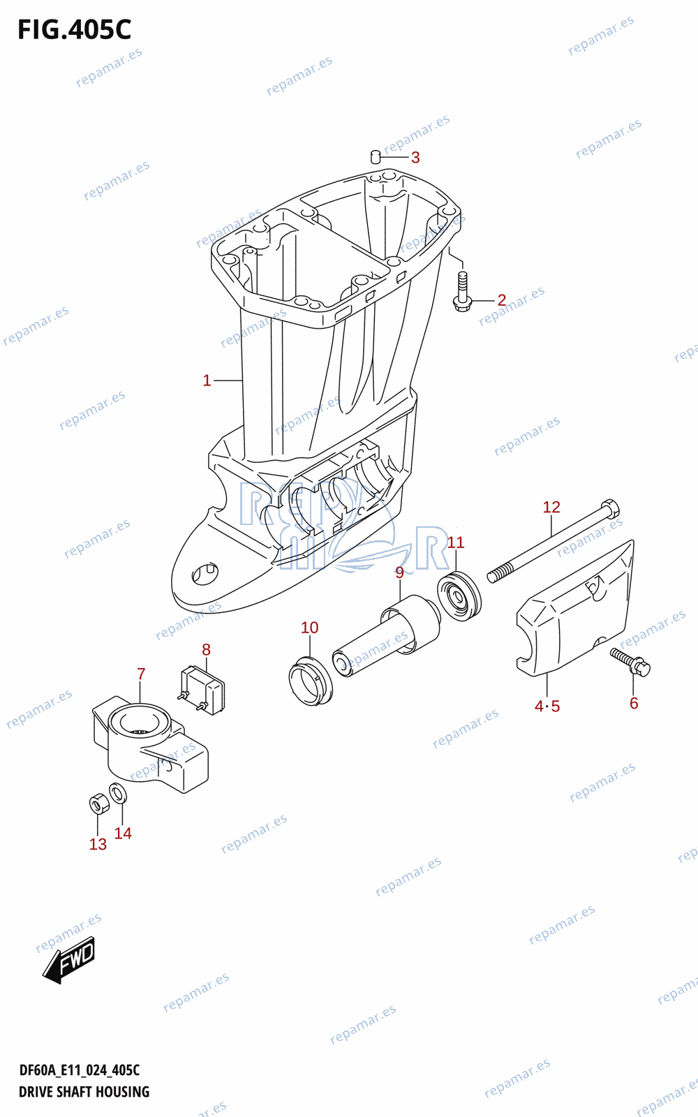 405C - DRIVE SHAFT HOUSING ((DF40AQH,DF40ATH,DF50ATH,DF60ATH):E01)