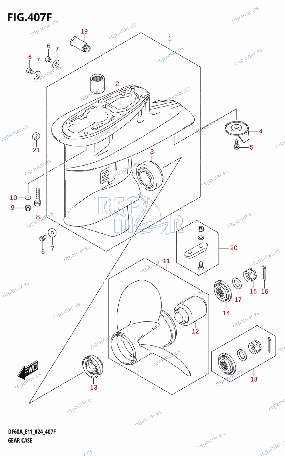 407F - GEAR CASE ((DF60AQH,DF60ATH):E40)