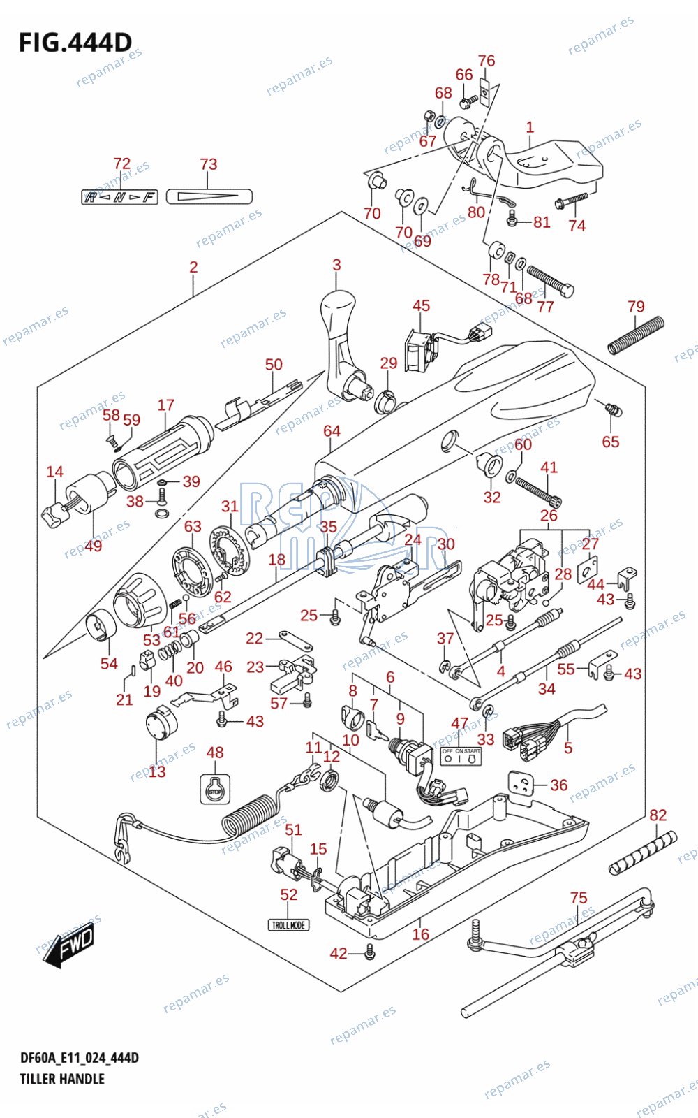 444D - TILLER HANDLE (DF60ATH,DF60AVTH)