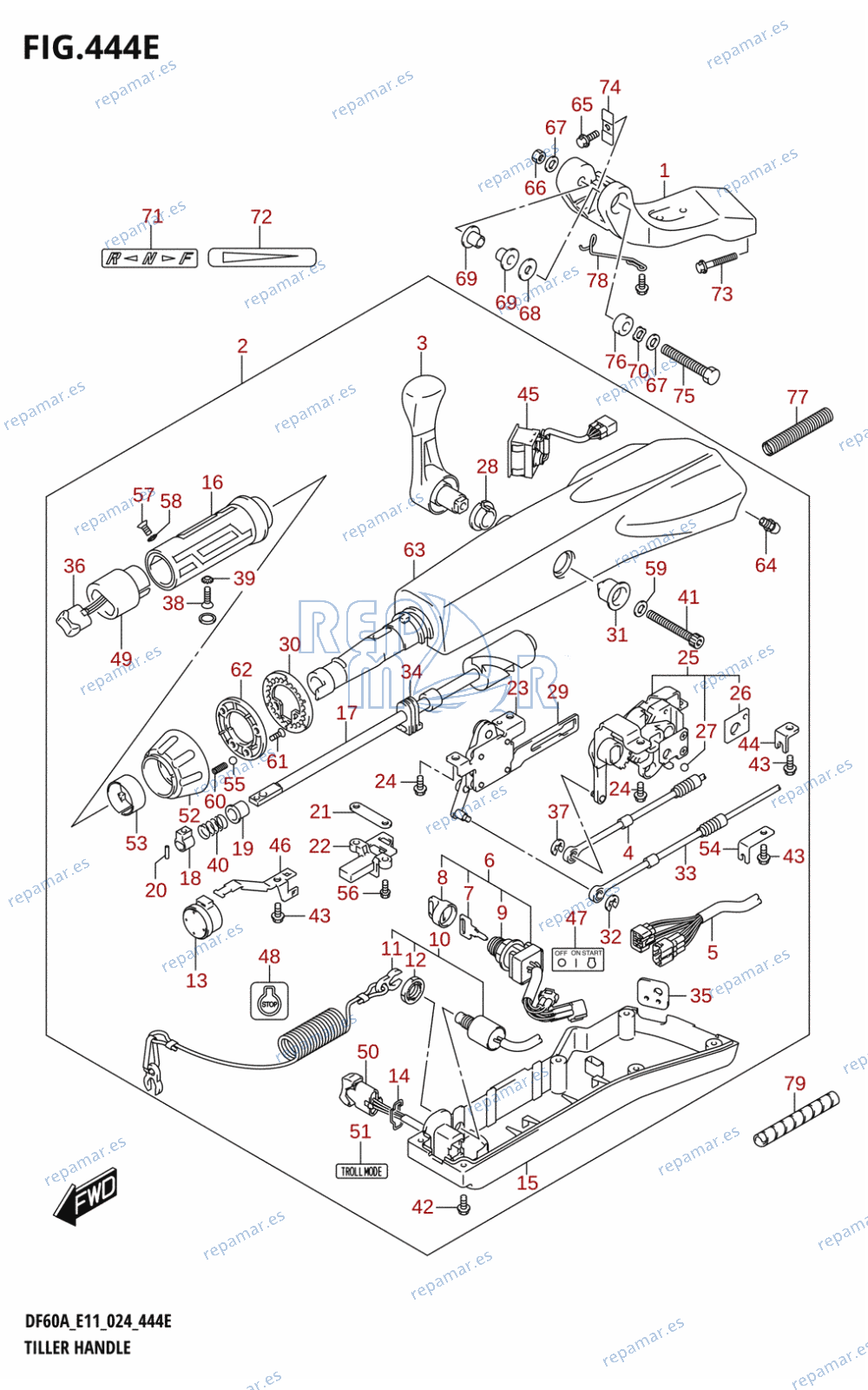 444E - TILLER HANDLE (DF40AQH,DF60AQH)