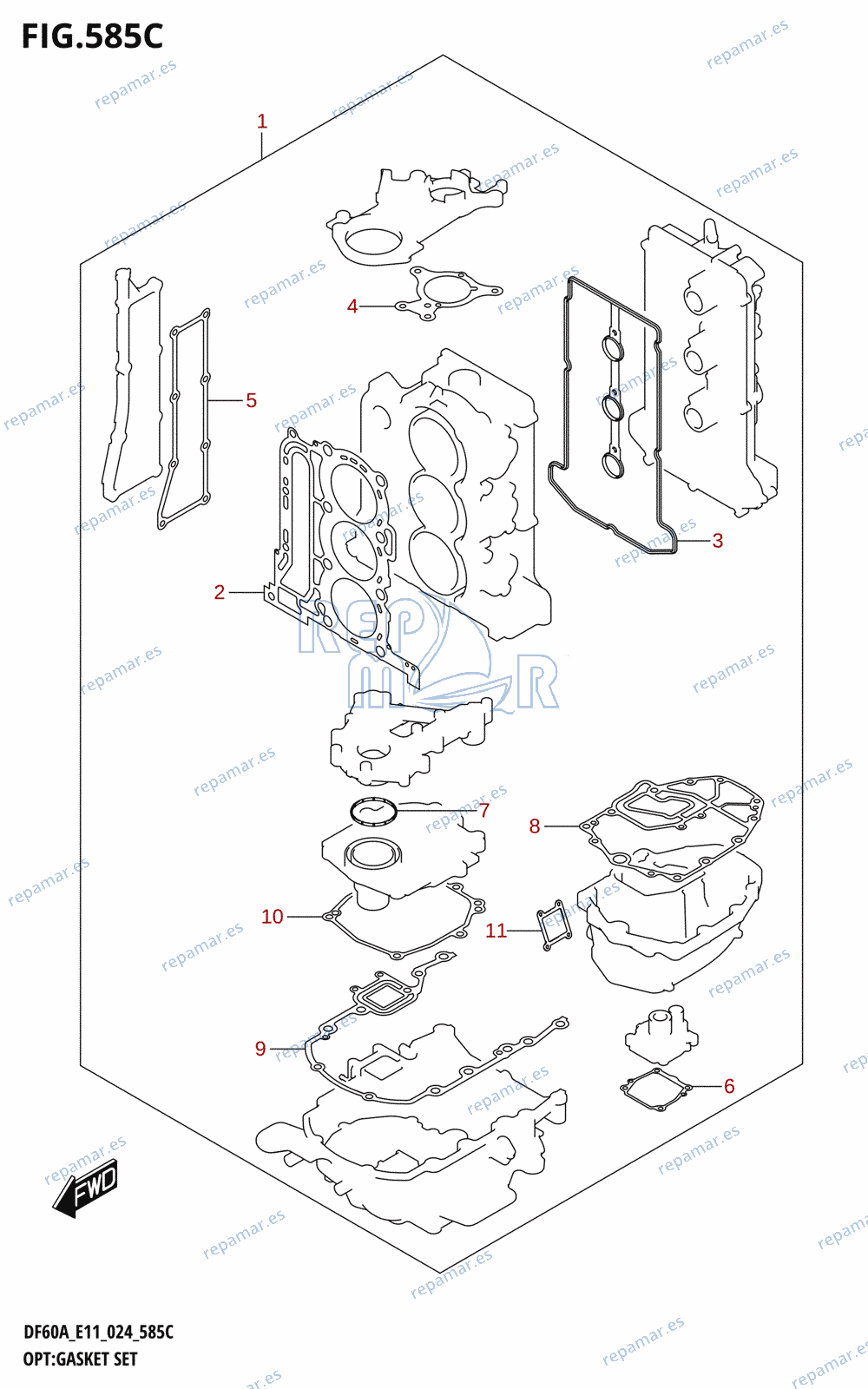 585C - OPT:GASKET SET (DF40ASVT,DF50AVT,DF60AVT,DF60AVTH)