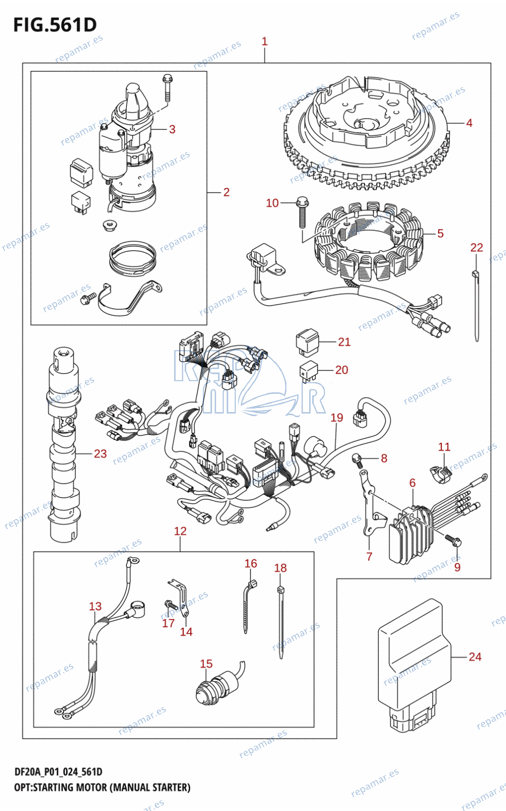 561D - OPT:STARTING MOTOR (MANUAL STARTER) (DF20A:P40:M-STARTER)