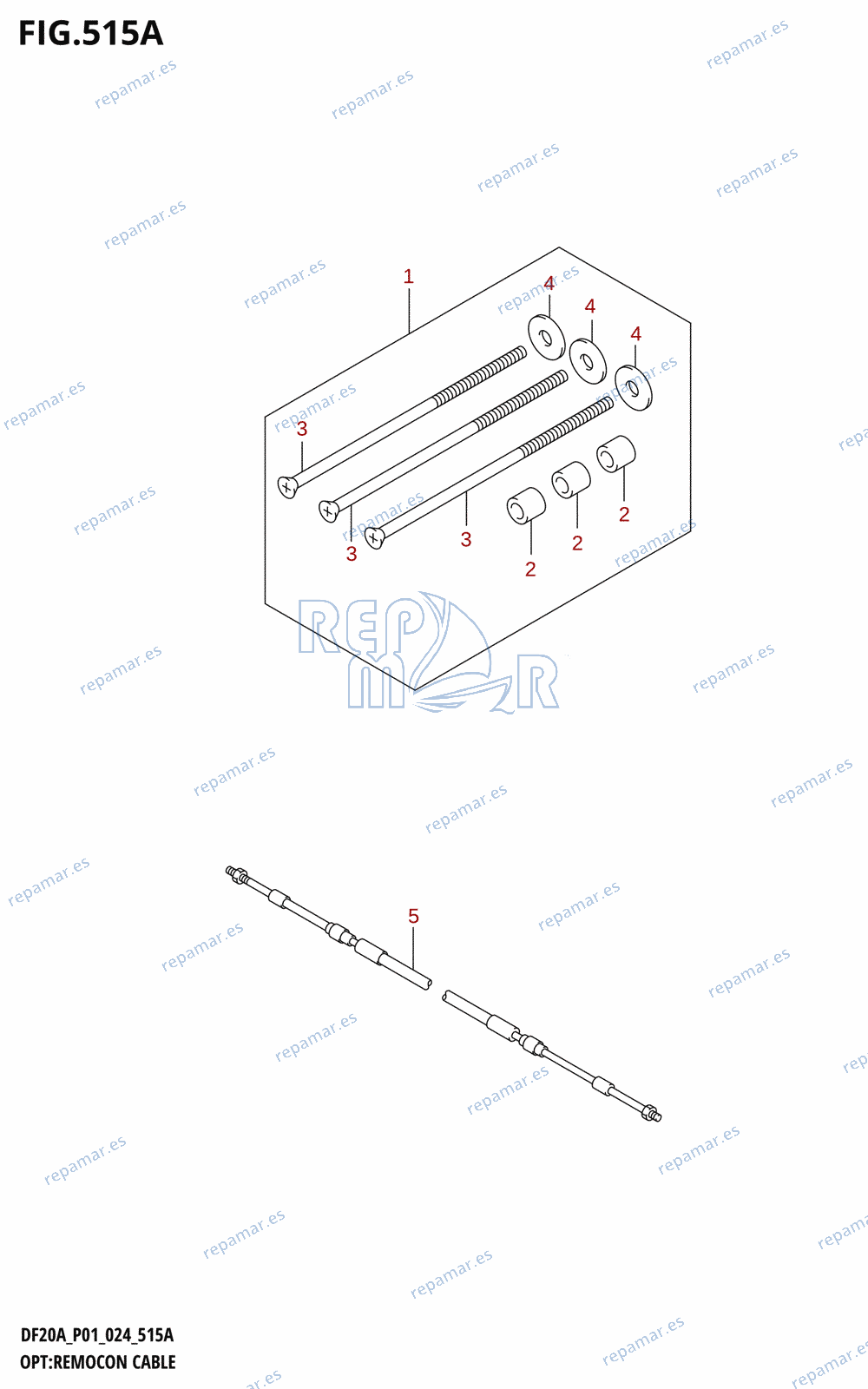 515A - OPT:REMOCON CABLE (DF9.9B,DF9.9BR,DF15A,DF15AR,DF15AT,DF20A,DF20AR,DF20AT)