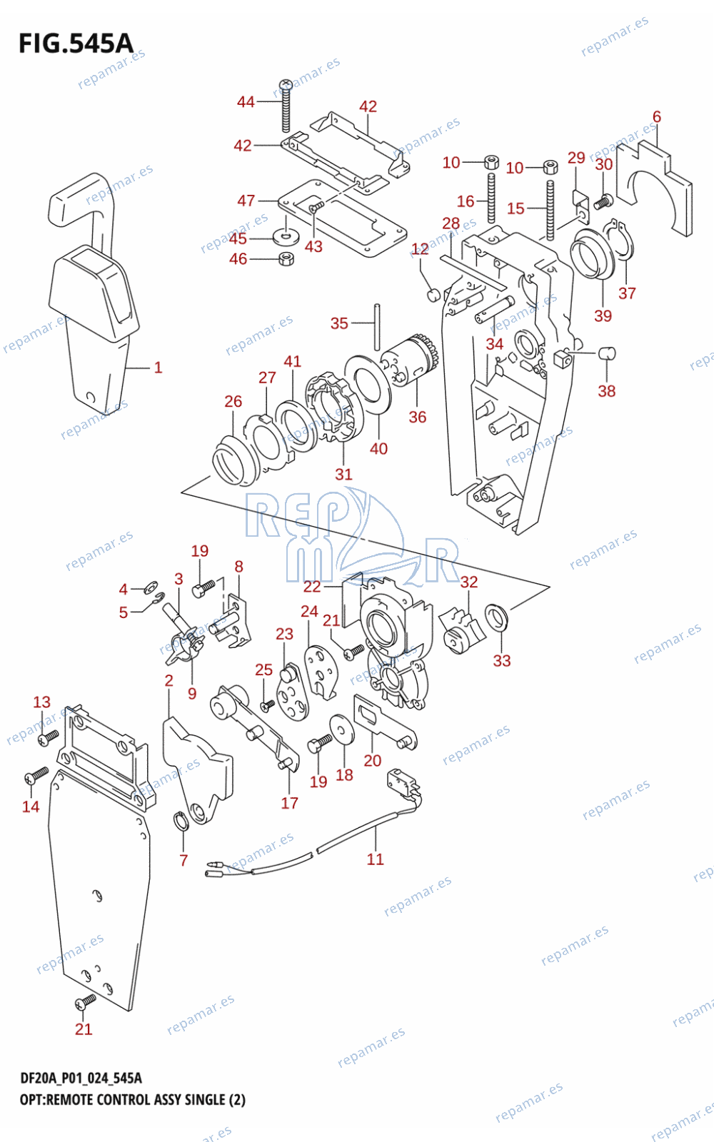 545A - OPT:REMOTE CONTROL ASSY SINGLE (2) (DF9.9B,DF9.9BR,DF15A)