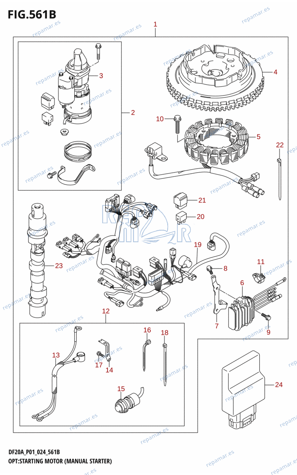 561B - OPT:STARTING MOTOR (MANUAL STARTER) (DF15A:M-STARTER)