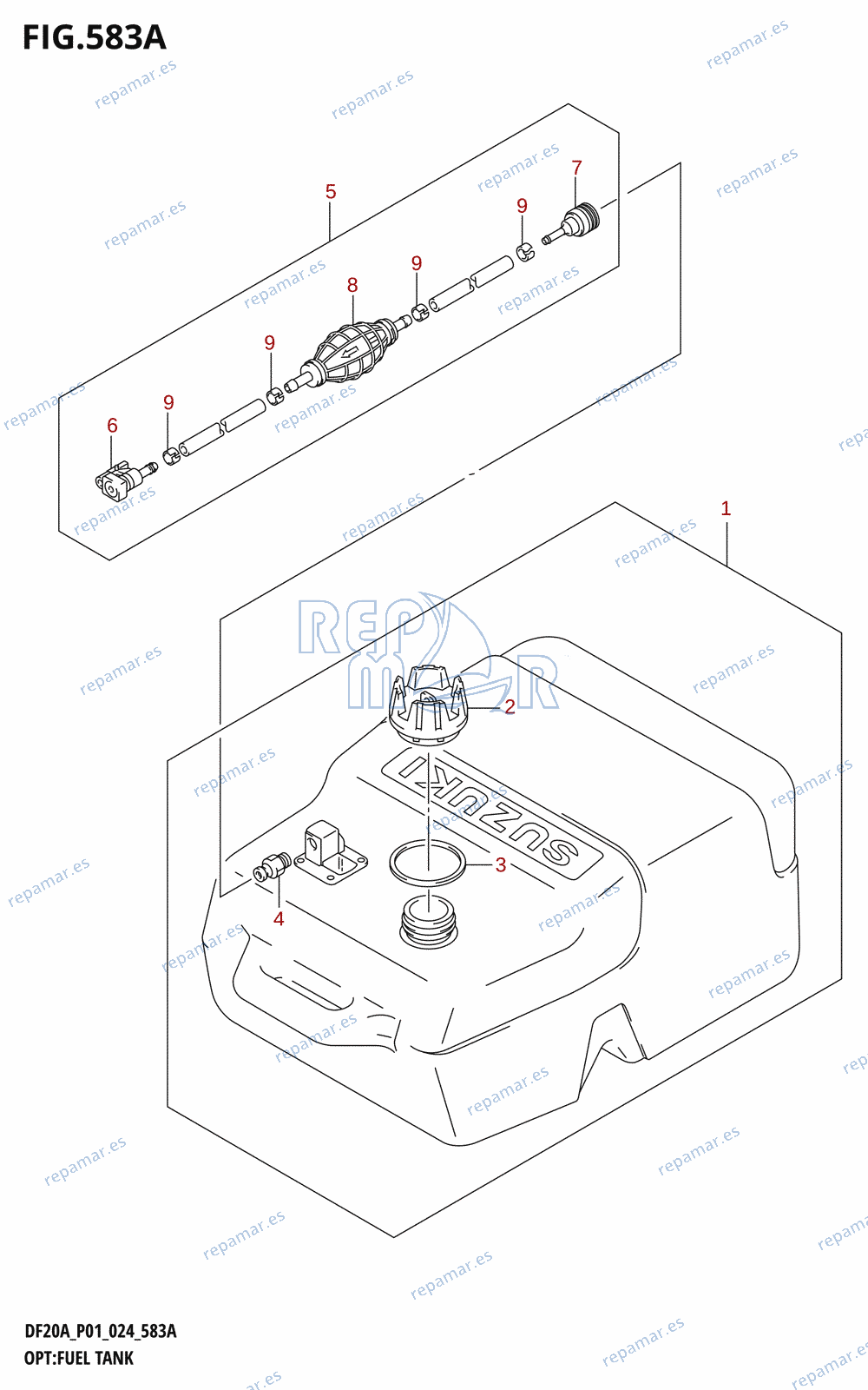 583A - OPT:FUEL TANK (DF9.9B,DF9.9BR,DF15A,DF15AR)