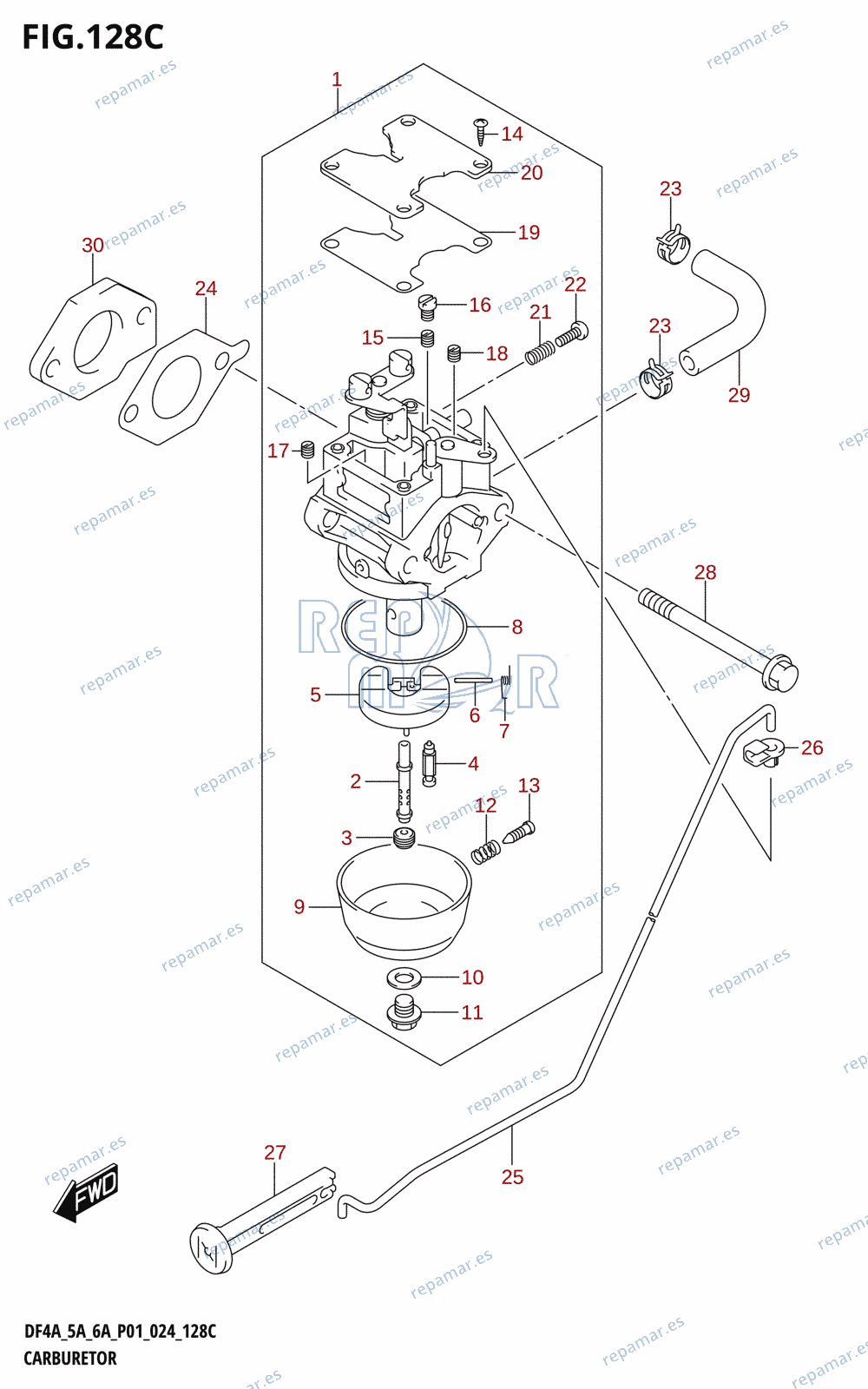 128C - CARBURETOR (DF6A)