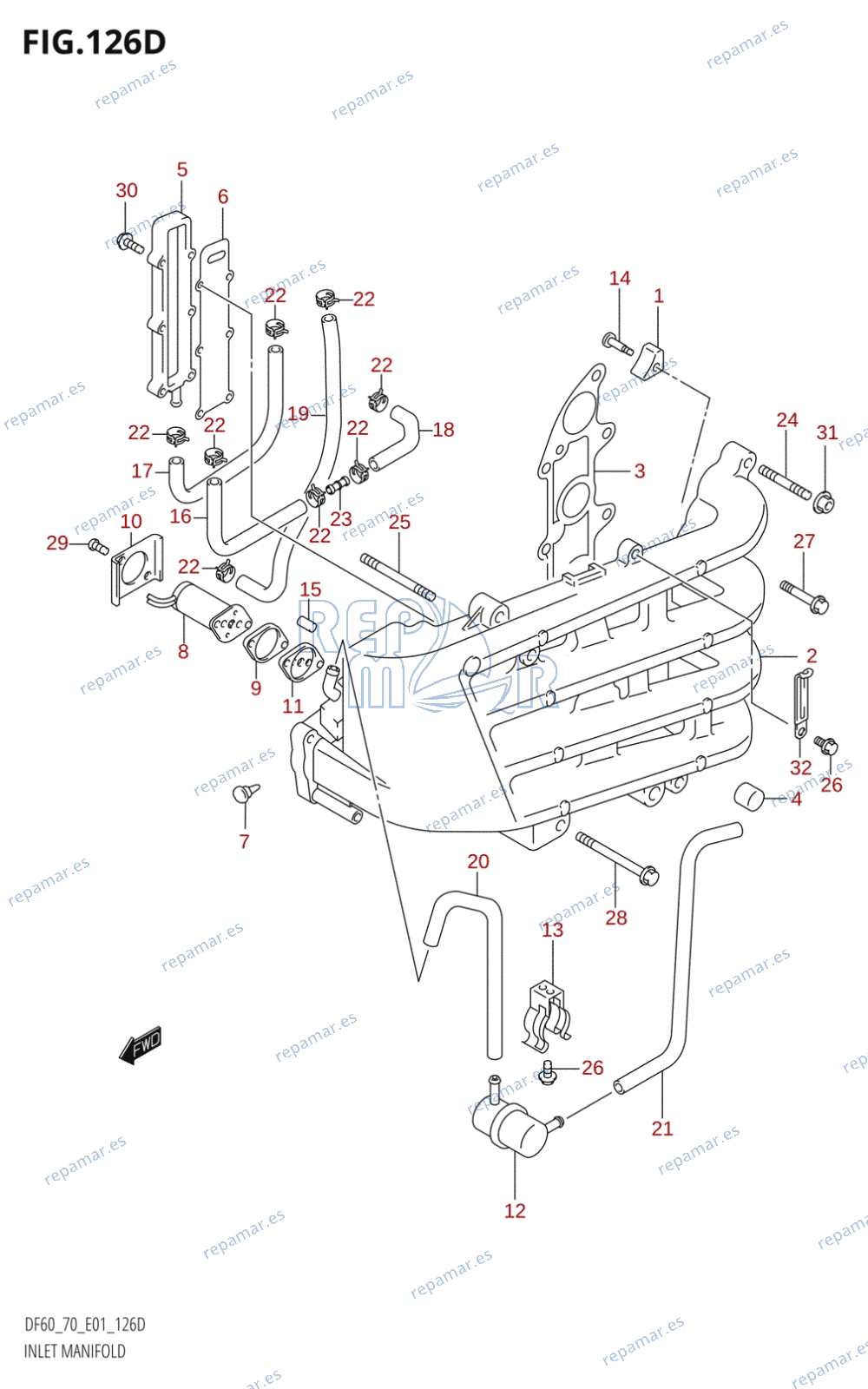 126D - INLET MANIFOLD ((DF70T,DF70WTU,DF70WTH):K1)