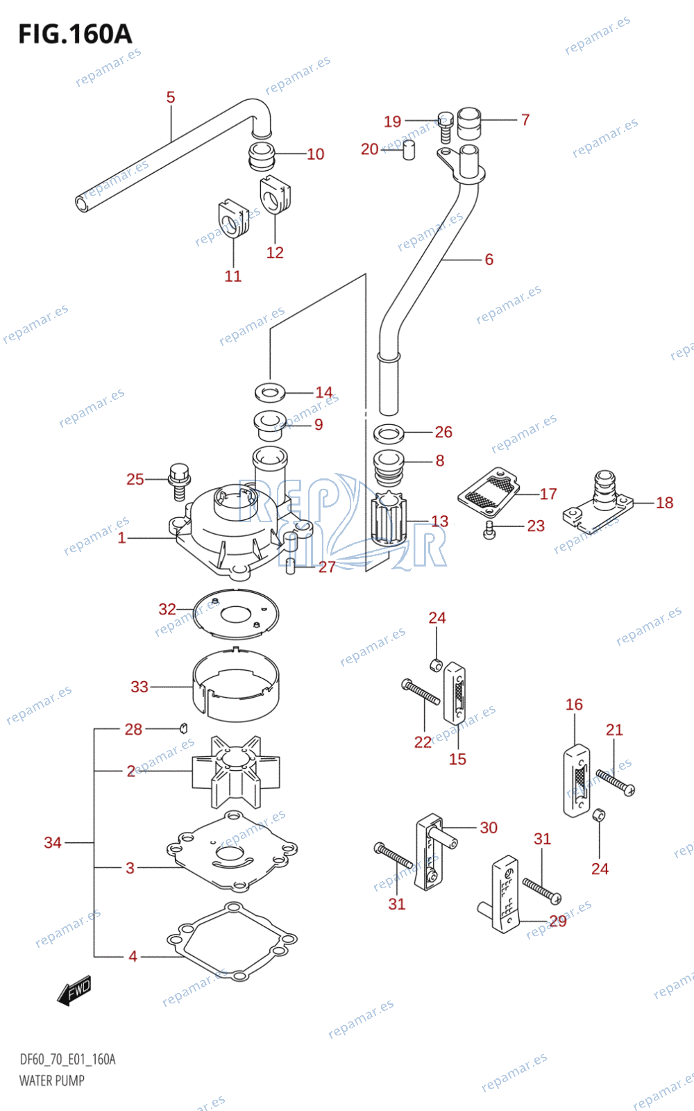 160A - WATER PUMP (W,X,Y,K1,K2,K3,K4,K5,K6,K7)