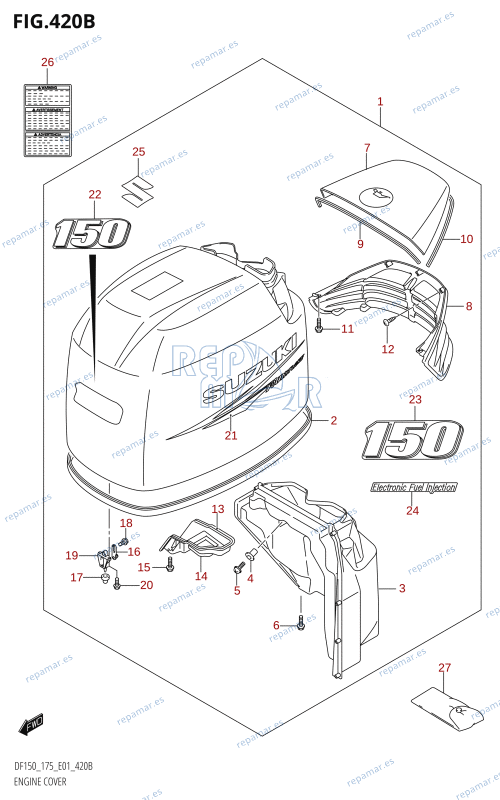 420B - ENGINE COVER ((DF150T,DF150WT,DF150Z):(K10,011))