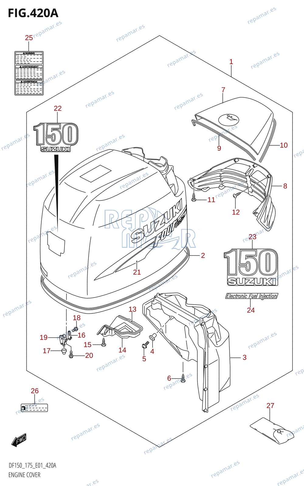 420A - ENGINE COVER ((DF150T,DF150Z):(K6,K7,K8,K9),DF150WT:(K7,K8,K9))