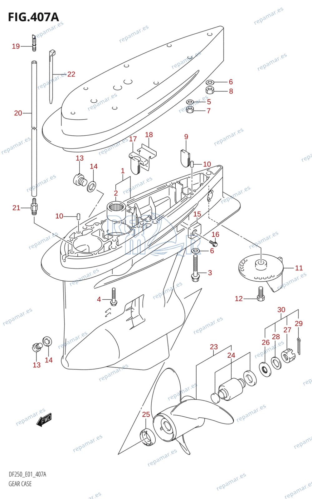 407A - GEAR CASE (DF200T,DF200WT,DF225T,DF225WT,DF250T)