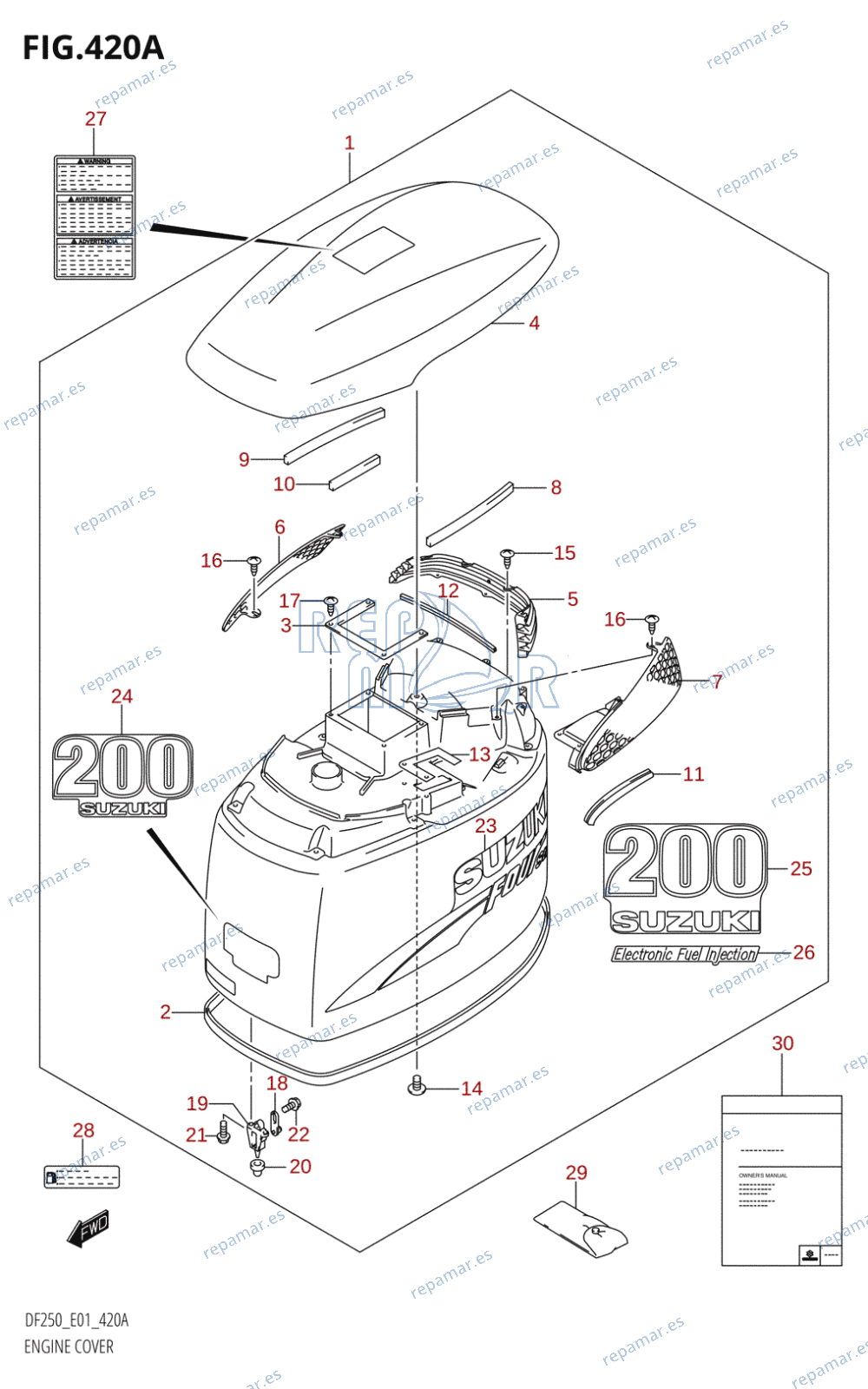 420A - ENGINE COVER ((DF200T,DF200Z):(K4,K5,K6,K7,K8,K9))
